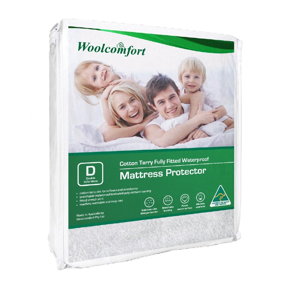 Fully Fitted Waterproof Cotton Terry Mattress Protector Double - White - Home & Garden > Bedding > Mattress Protectors - Rivercity House & Home Co. (ABN 18 642 972 209) - Affordable Modern Furniture Australia