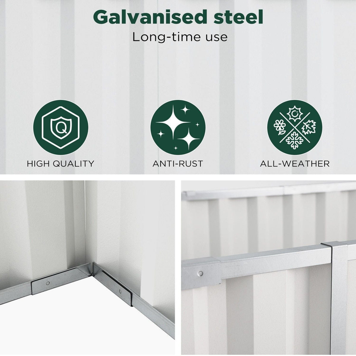 Galvanised Steel Raised Garden Rectangle Bed 160x80x42cm No-Screw Oval - Tools > Power Tools > Outdoor Power Equipment - Rivercity House & Home Co. (ABN 18 642 972 209) - Affordable Modern Furniture Australia