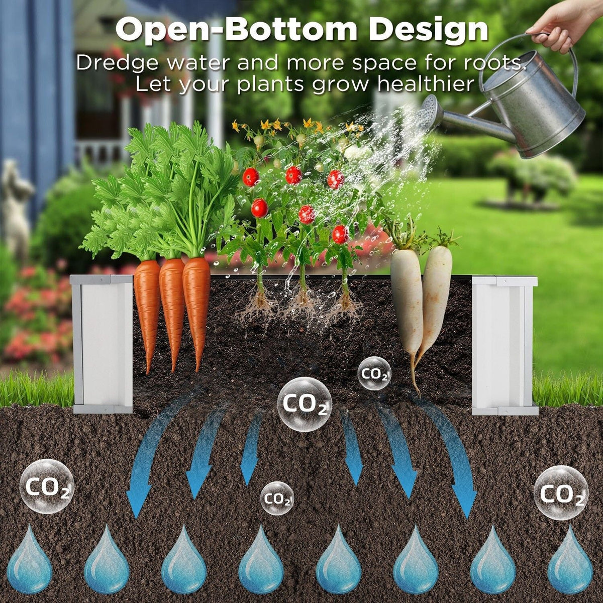 Galvanised Steel Raised Garden Rectangle Bed 160x80x42cm No-Screw Oval - Tools > Power Tools > Outdoor Power Equipment - Rivercity House & Home Co. (ABN 18 642 972 209) - Affordable Modern Furniture Australia