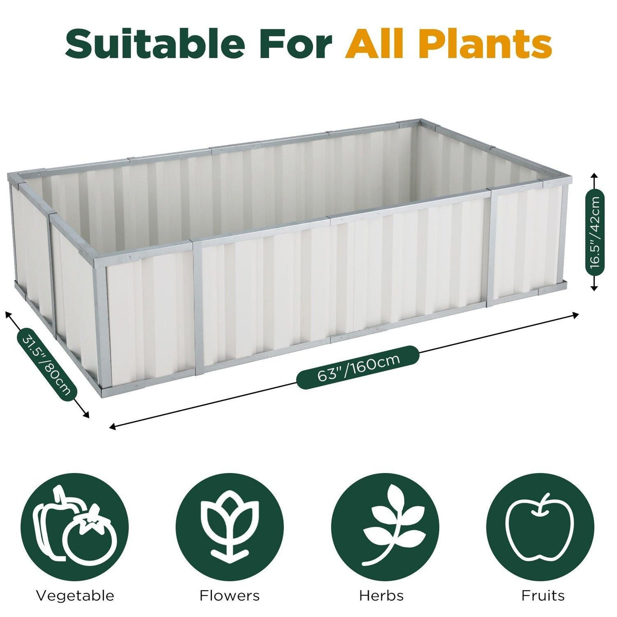 Galvanised Steel Raised Garden Rectangle Bed 160x80x42cm No-Screw Oval - Tools > Power Tools > Outdoor Power Equipment - Rivercity House & Home Co. (ABN 18 642 972 209) - Affordable Modern Furniture Australia