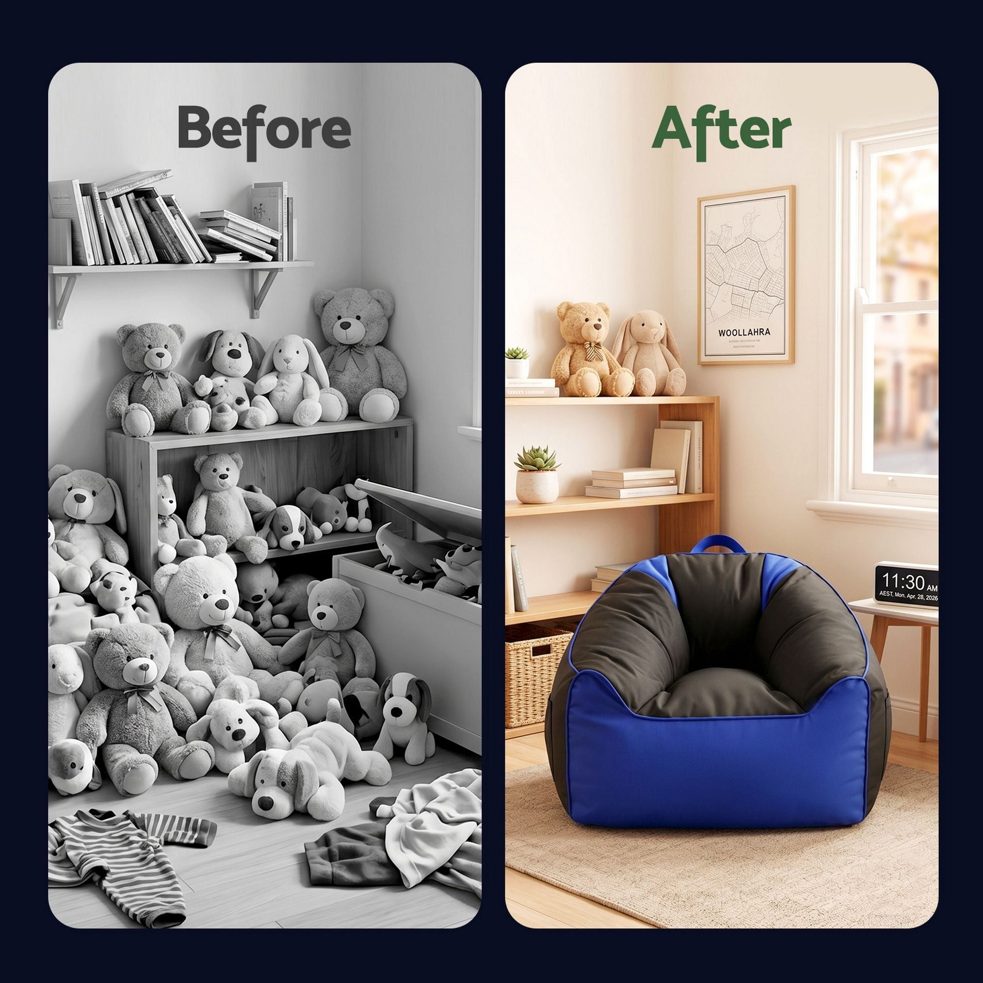 Gaming Bean Bag Chair Cover (No Filler) for Adults Teens Kids Splash - Proof Floor Gaming Chair Cover with Side Pockets, Headphone Hanger, Cup Holder, Bean Bag Cover Only - Furniture > Sofas > Sofa Accessories - Rivercity House & Home Co. (ABN 18 642 972 209) - Affordable Modern Furniture Australia