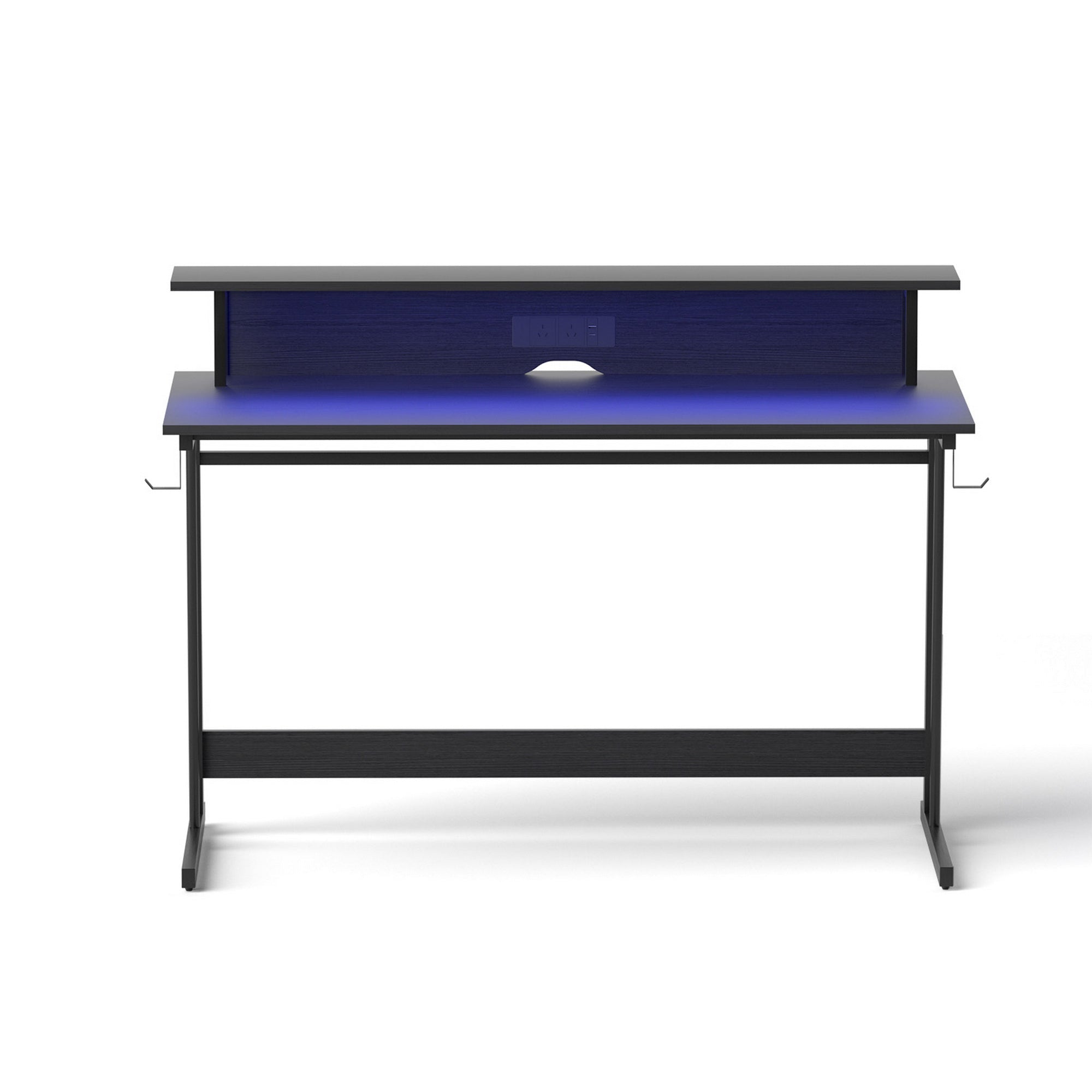 Gaming Desk with LED Lights Computer Desk Table with Monitor Shelf Power 120cm - Furniture > Office > Desks - Rivercity House & Home Co. (ABN 18 642 972 209) - Affordable Modern Furniture Australia