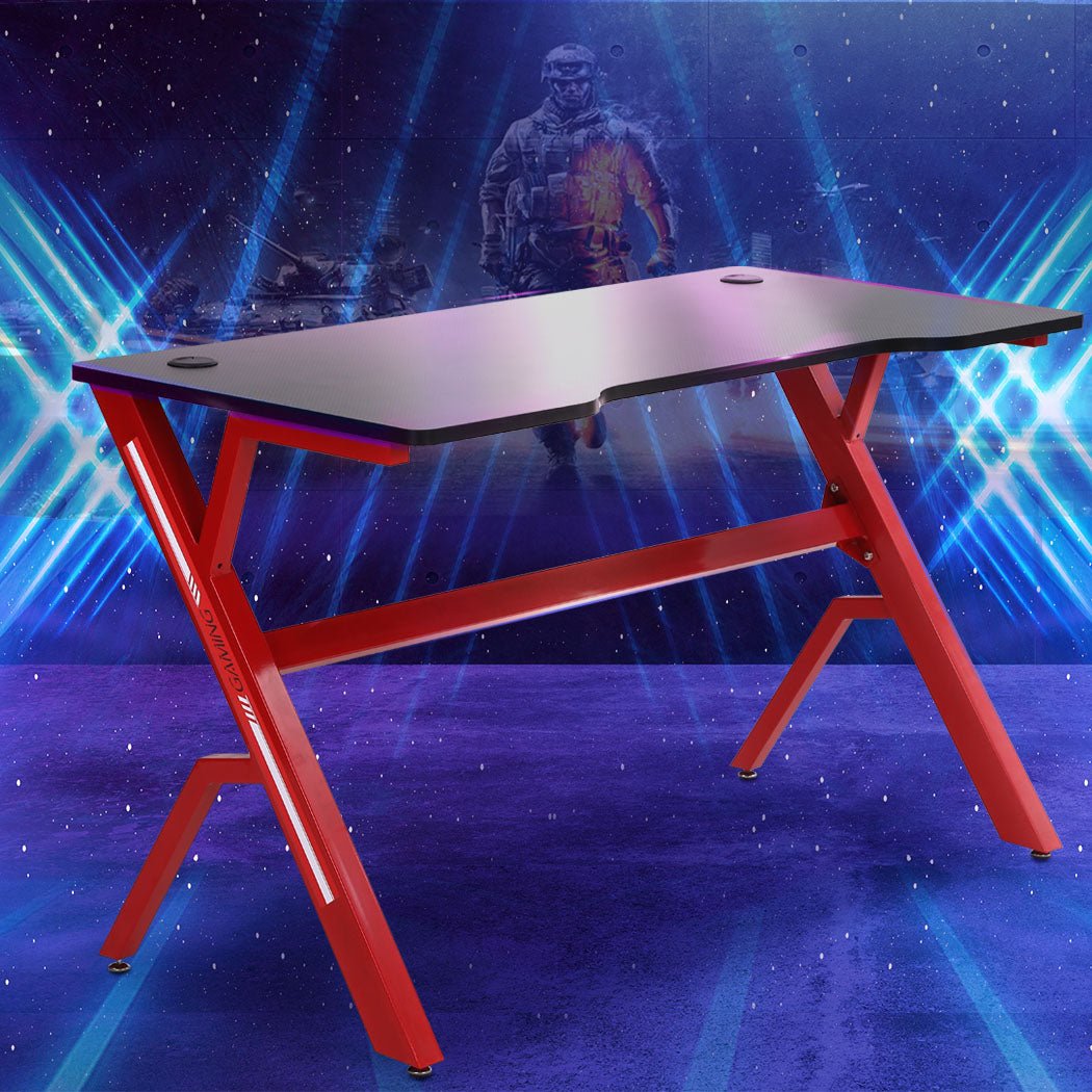 Gaming PC Desk Table 120x60cm with Cable Management - Red and Black - Rivercity House & Home Co. (ABN 18 642 972 209) - Affordable Modern Furniture Australia