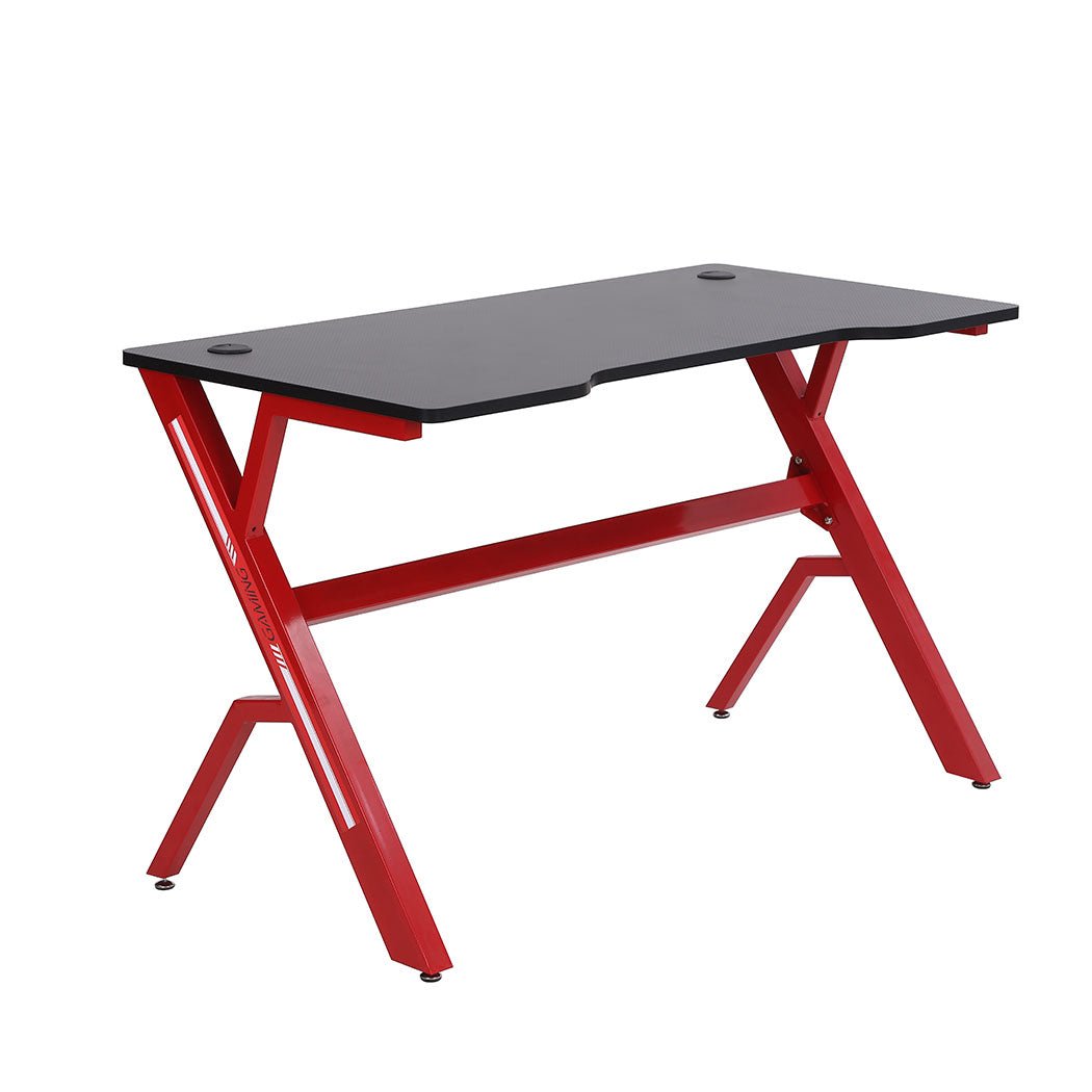 Gaming PC Desk Table 120x60cm with Cable Management - Red and Black - Rivercity House & Home Co. (ABN 18 642 972 209) - Affordable Modern Furniture Australia