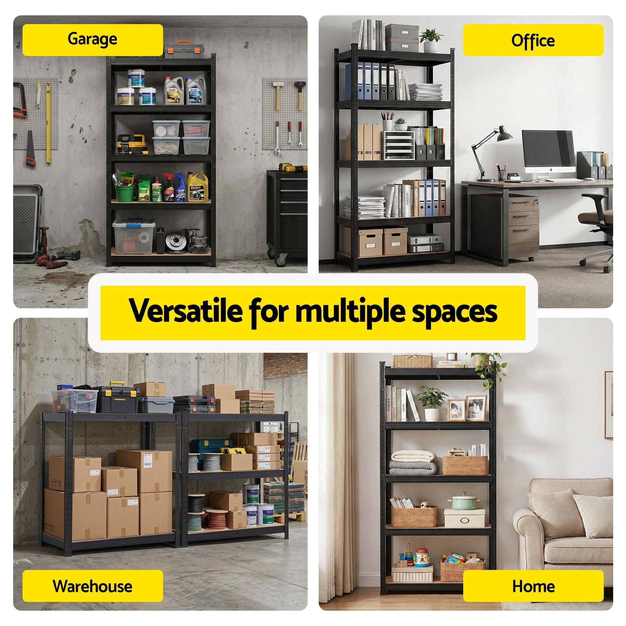 Garage Shelving 1.6X0.8m Warehouse Shelves Storage Rack Pallet Racking Black - Tools > Tools Storage > Wall Storage Racks - Rivercity House & Home Co. (ABN 18 642 972 209) - Affordable Modern Furniture Australia
