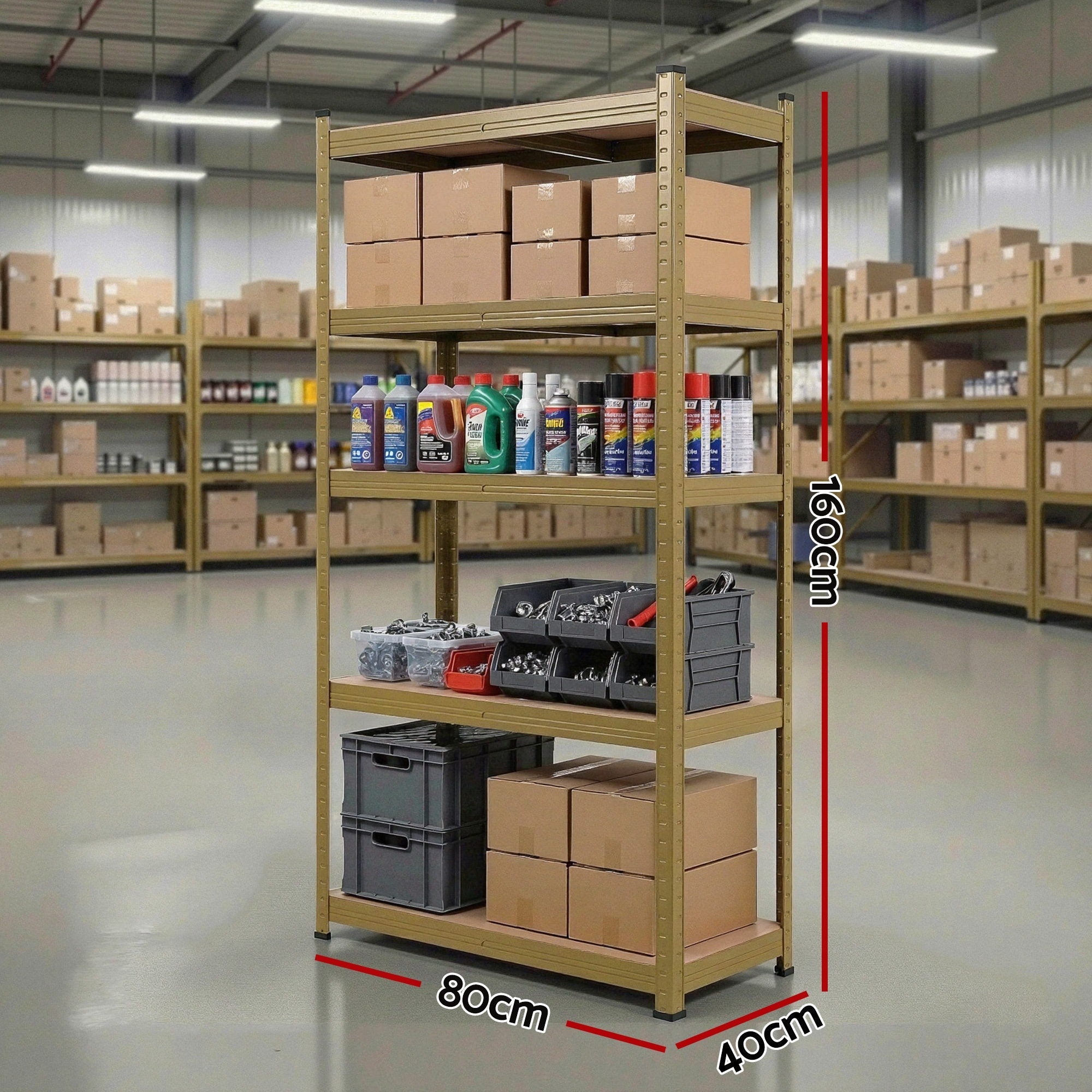 Garage Shelving 1.6X0.8m Warehouse Shelves Storage Rack Pallet Racking Yellow - Tools > Tools Storage > Wall Storage Racks - Rivercity House & Home Co. (ABN 18 642 972 209) - Affordable Modern Furniture Australia