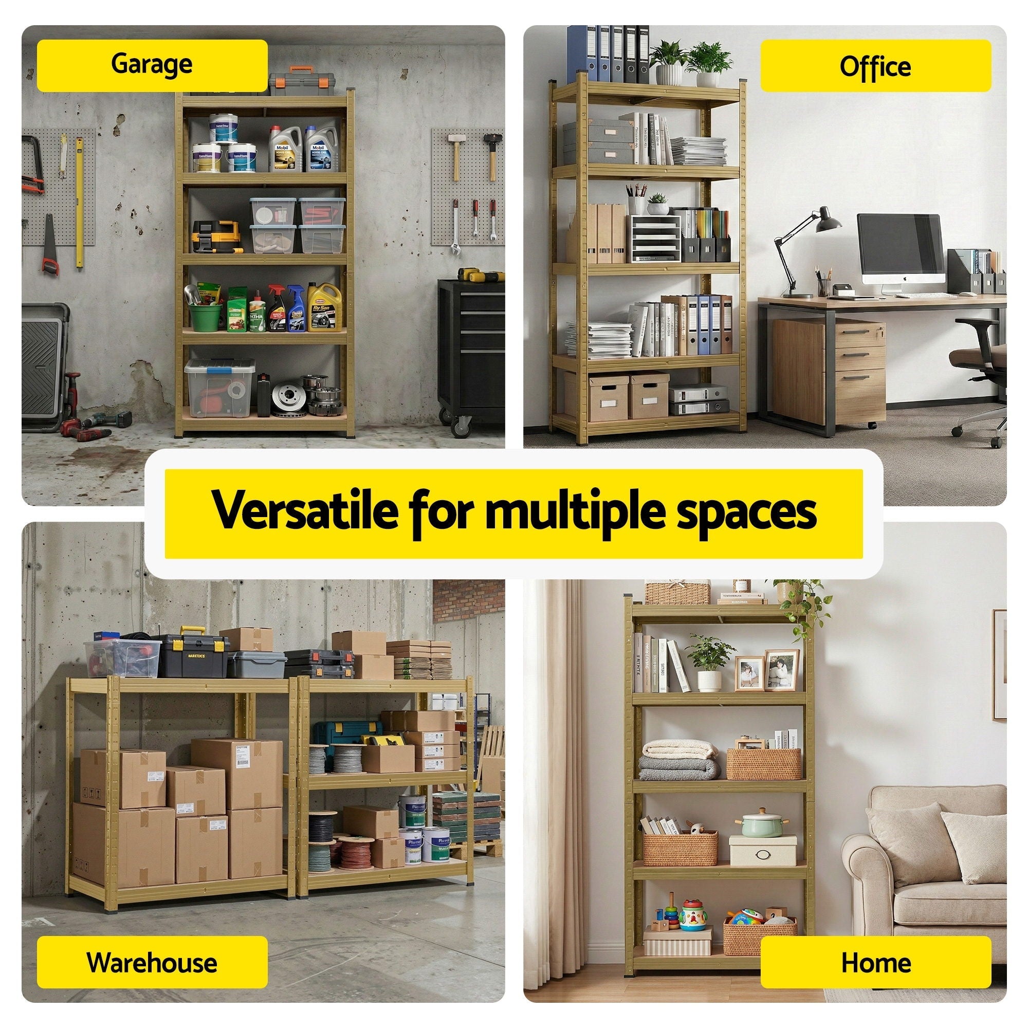 Garage Shelving 1.6X0.8m Warehouse Shelves Storage Rack Pallet Racking Yellow - Tools > Tools Storage > Wall Storage Racks - Rivercity House & Home Co. (ABN 18 642 972 209) - Affordable Modern Furniture Australia
