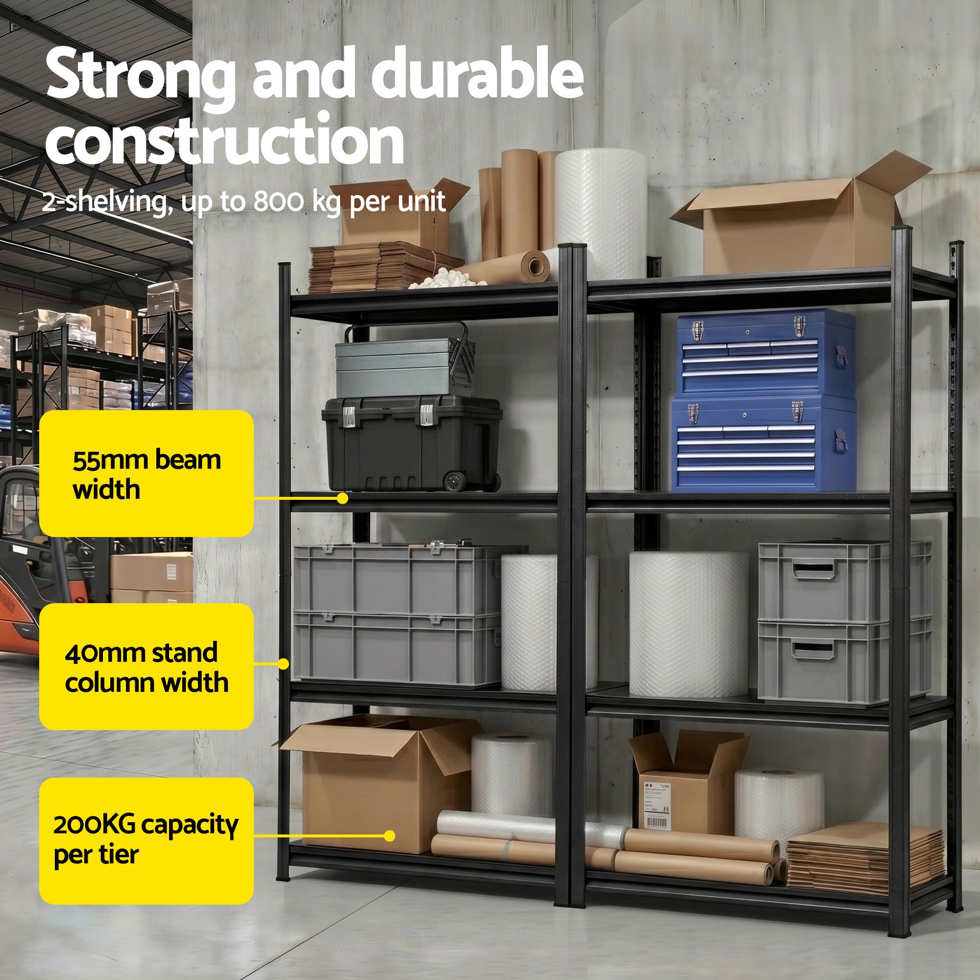 Garage Shelving 1.8X1.8m Warehouse Rack Storage Shelves Workshop Racks Steel - Tools > Tools Storage > Wall Storage Racks - Rivercity House & Home Co. (ABN 18 642 972 209) - Affordable Modern Furniture Australia
