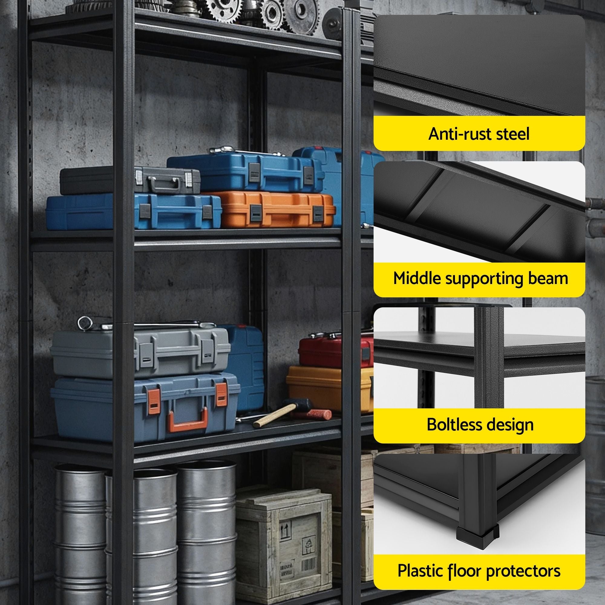 Garage Shelving 1.8X1.8m Warehouse Rack Storage Shelves Workshop Racks Steel - Tools > Tools Storage > Wall Storage Racks - Rivercity House & Home Co. (ABN 18 642 972 209) - Affordable Modern Furniture Australia