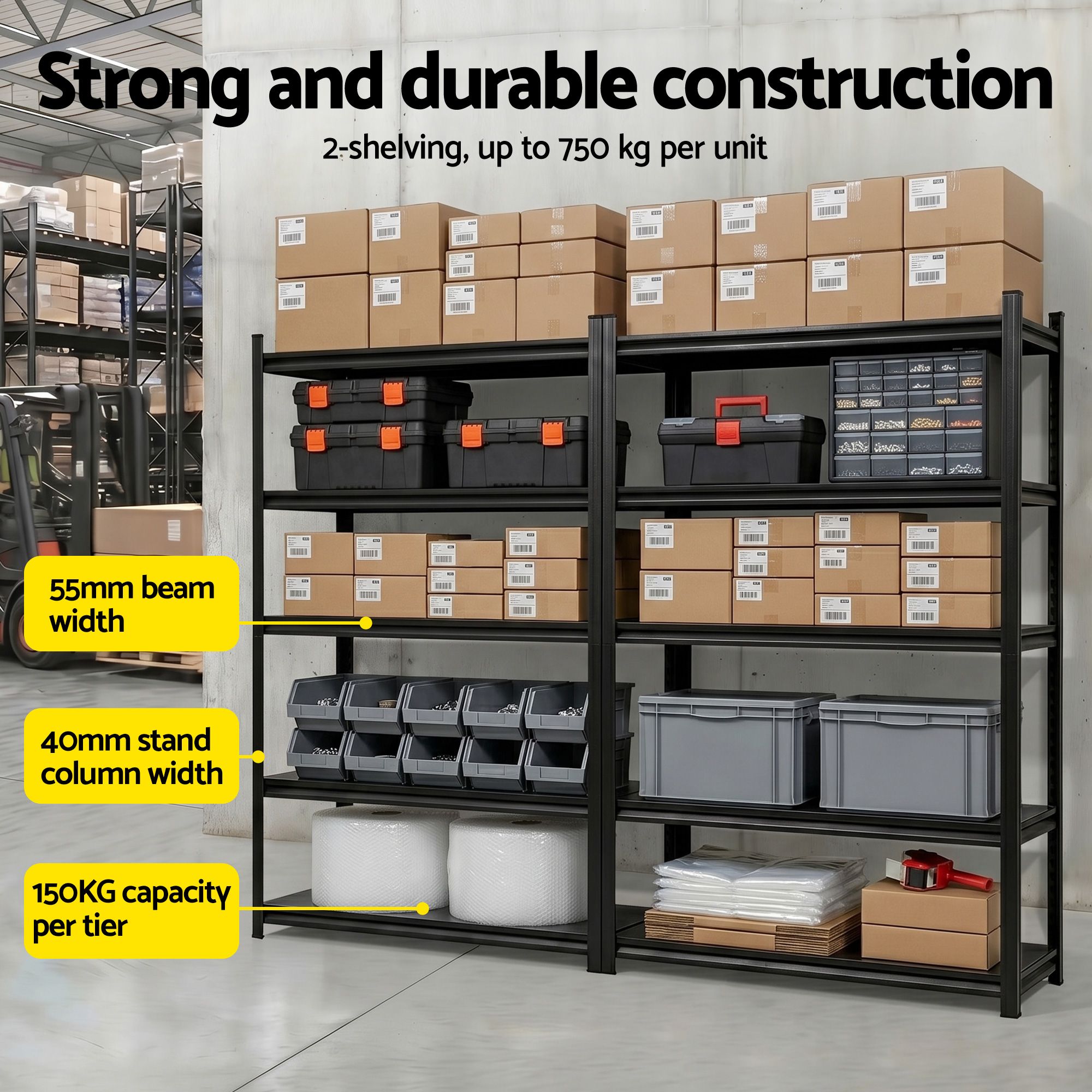 Garage Shelving 2.4X1.8m Warehouse Rack Storage Shelves Workshop Racks Steel - Tools > Tools Storage > Wall Storage Racks - Rivercity House & Home Co. (ABN 18 642 972 209) - Affordable Modern Furniture Australia