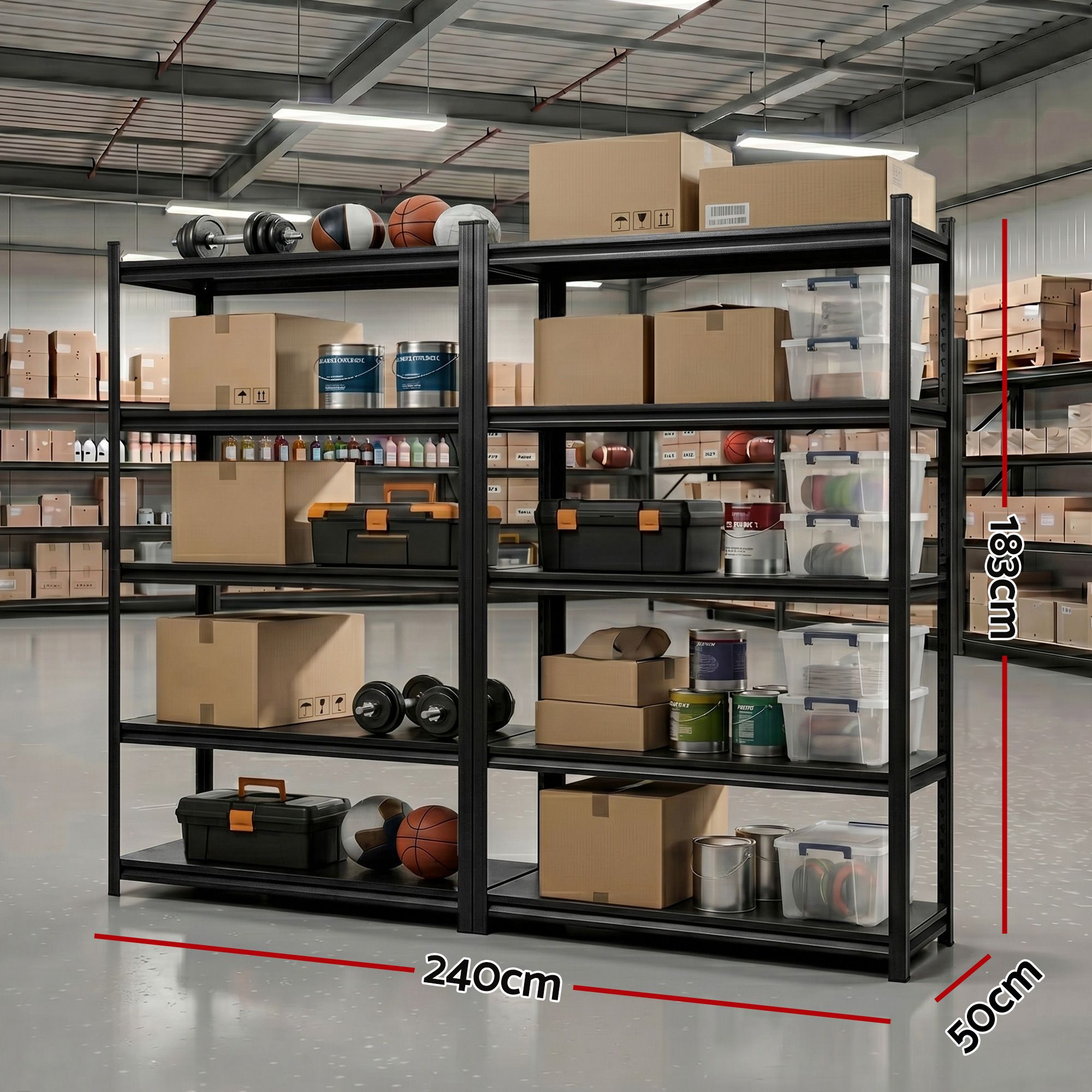 Garage Shelving 2.4X1.8m Warehouse Rack Storage Shelves Workshop Racks Steel - Tools > Tools Storage > Wall Storage Racks - Rivercity House & Home Co. (ABN 18 642 972 209) - Affordable Modern Furniture Australia