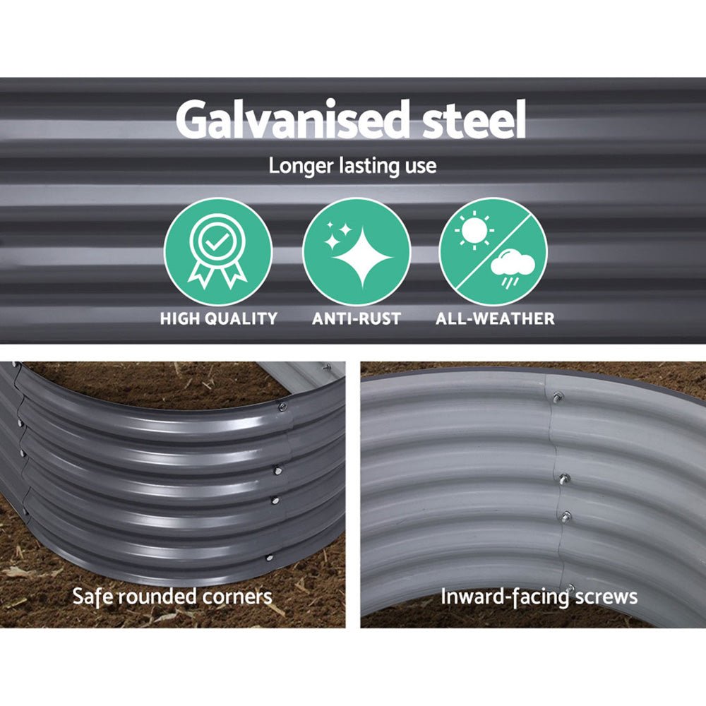 Garden Bed 160X80X42cm Oval Planter Box Raised Container Galvanised - Home & Garden > Garden Beds > Garden Beds & Planters - Rivercity House & Home Co. (ABN 18 642 972 209) - Affordable Modern Furniture Australia
