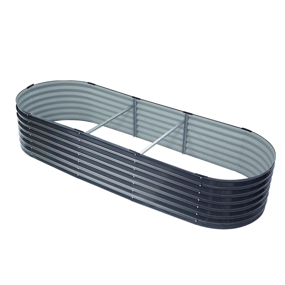 Garden Bed 240X80X42cm Oval Planter Box Raised Container Galvanised - Home & Garden > Garden Beds > Garden Beds & Planters - Rivercity House & Home Co. (ABN 18 642 972 209) - Affordable Modern Furniture Australia