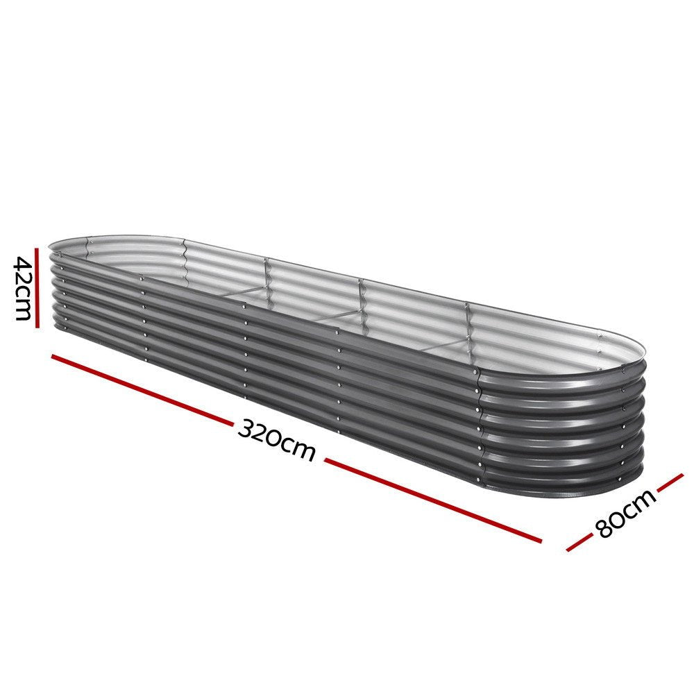 Garden Bed 320X80X42cm Oval Planter Box Raised Container Galvanised - Home & Garden > Garden Beds > Garden Beds & Planters - Rivercity House & Home Co. (ABN 18 642 972 209) - Affordable Modern Furniture Australia