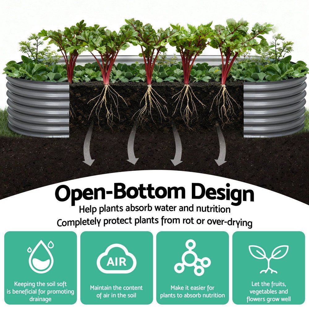 Garden Bed 320X80X42cm Oval Planter Box Raised Container Galvanised - Home & Garden > Garden Beds > Garden Beds & Planters - Rivercity House & Home Co. (ABN 18 642 972 209) - Affordable Modern Furniture Australia