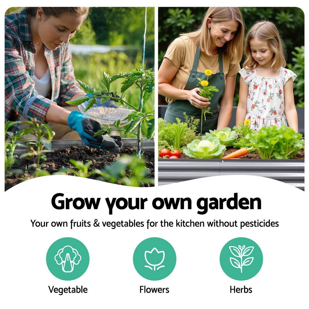 Garden Bed 320X80X42cm Oval Planter Box Raised Container Galvanised - Home & Garden > Garden Beds > Garden Beds & Planters - Rivercity House & Home Co. (ABN 18 642 972 209) - Affordable Modern Furniture Australia