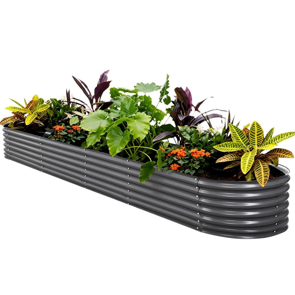 Garden Bed 320X80X42cm Oval Planter Box Raised Container Galvanised - Home & Garden > Garden Beds > Garden Beds & Planters - Rivercity House & Home Co. (ABN 18 642 972 209) - Affordable Modern Furniture Australia
