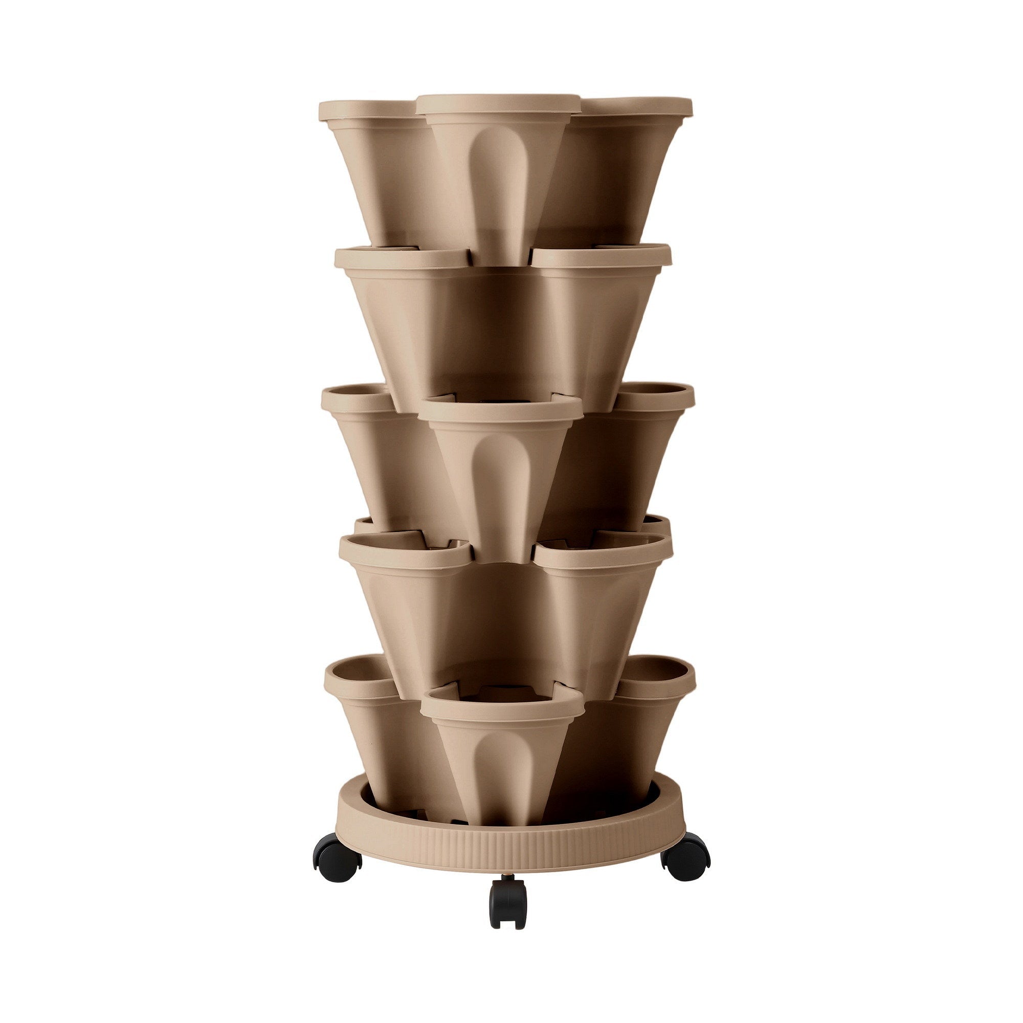 Garden Bed 5 Tier Vertical Garden Grey Strawberry Stackable Planters Herb Petunias Tan - Home & Garden > Garden Beds > Garden Beds & Planters - Rivercity House & Home Co. (ABN 18 642 972 209) - Affordable Modern Furniture Australia