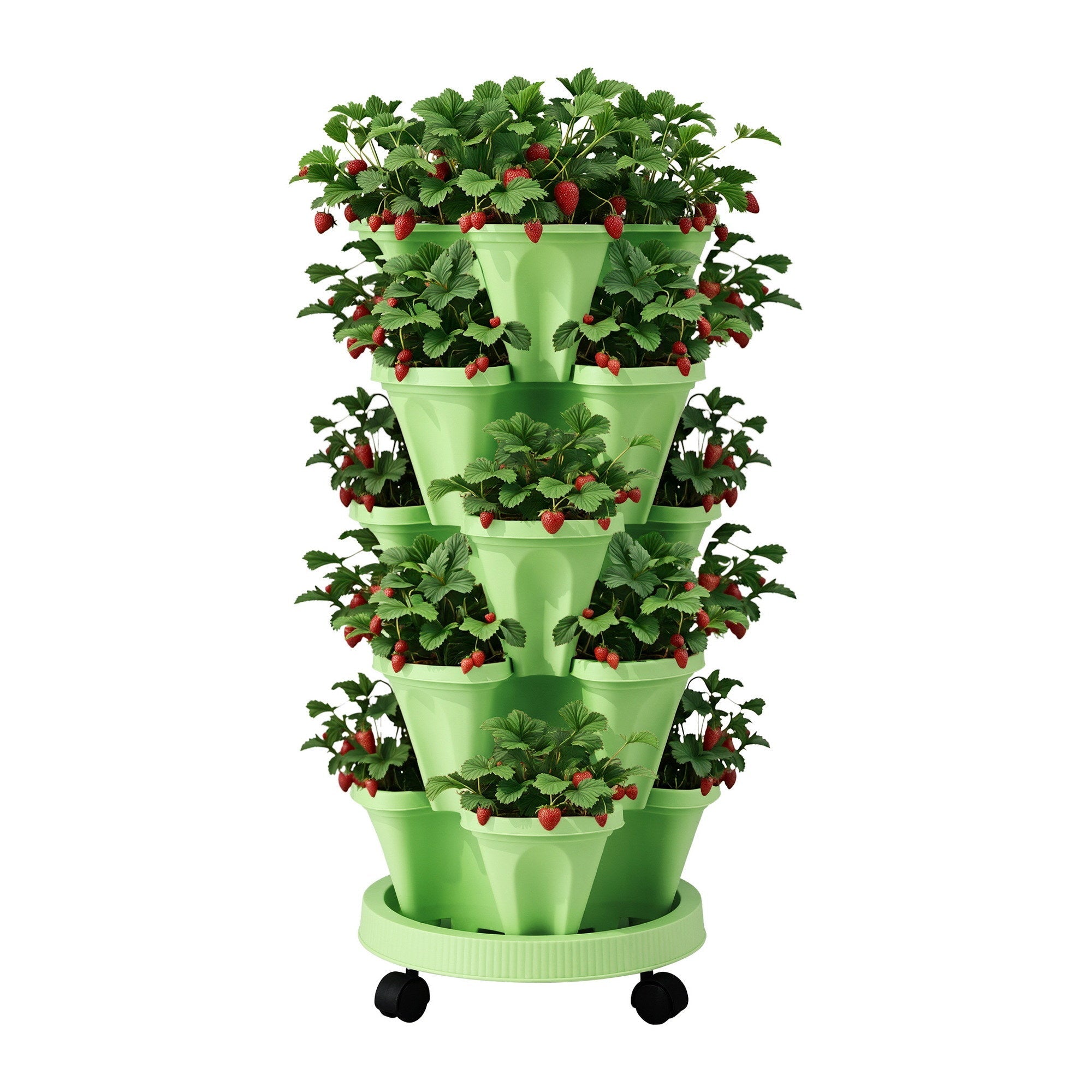 Garden Bed 5 Tier Vertical Garden Grey Strawberry Stackable Planters Herbs Light Green - Home & Garden > Garden Beds > Garden Beds & Planters - Rivercity House & Home Co. (ABN 18 642 972 209) - Affordable Modern Furniture Australia