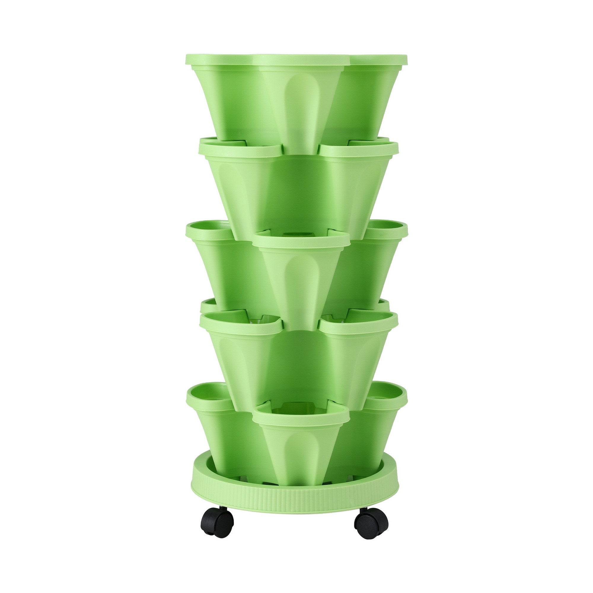 Garden Bed 5 Tier Vertical Garden Grey Strawberry Stackable Planters Herbs Light Green - Home & Garden > Garden Beds > Garden Beds & Planters - Rivercity House & Home Co. (ABN 18 642 972 209) - Affordable Modern Furniture Australia