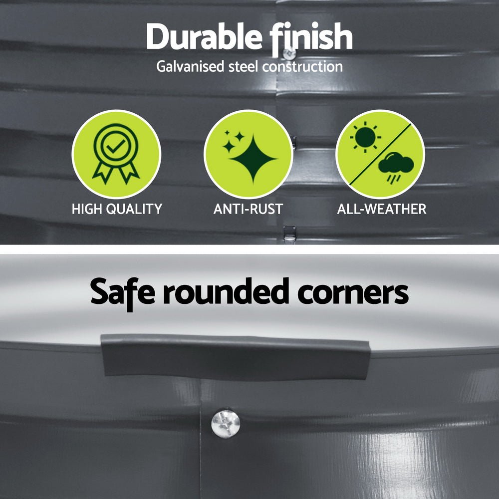Garden Bed 90X45cm Round Latches Planter Box Raised Galvanised Herb - Home & Garden > Decor > Garden Ornaments - Rivercity House & Home Co. (ABN 18 642 972 209) - Affordable Modern Furniture Australia