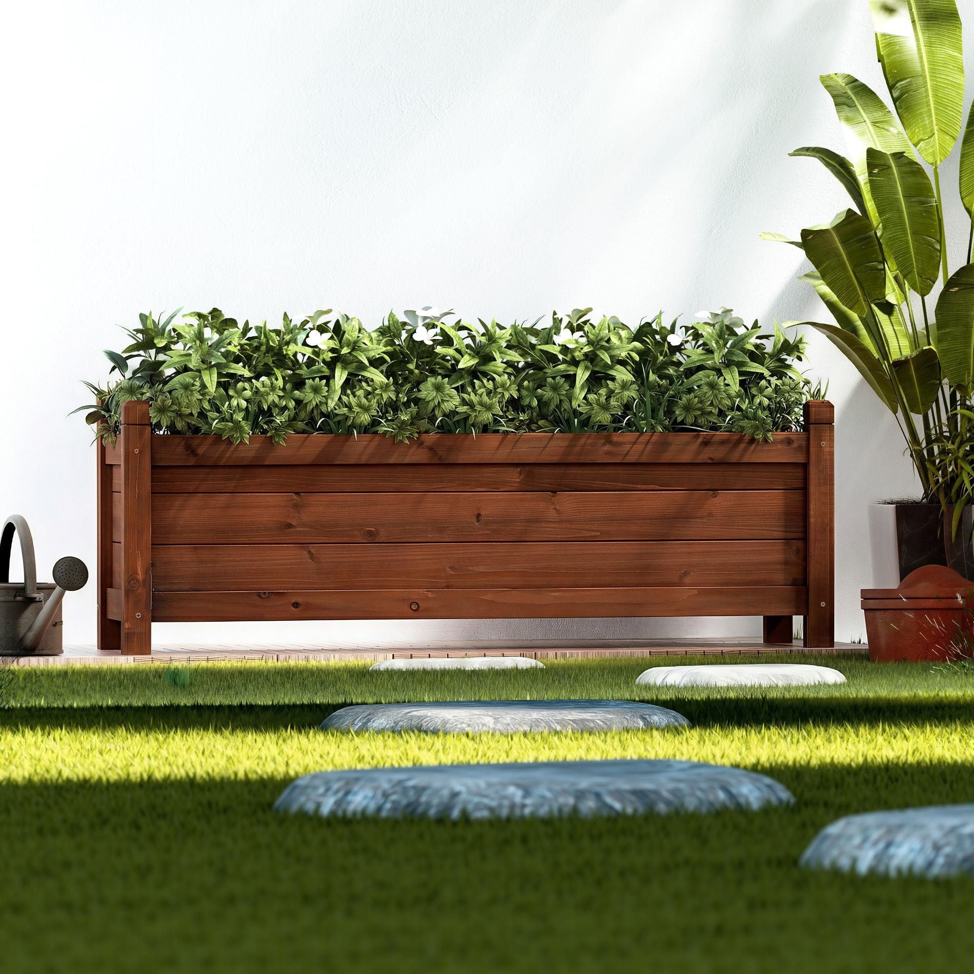 Garden Bed Wooden Planter Box Raised Container Growing 90x30x33cm Brown - Home & Garden > Garden Beds > Garden Beds & Planters - Rivercity House & Home Co. (ABN 18 642 972 209) - Affordable Modern Furniture Australia