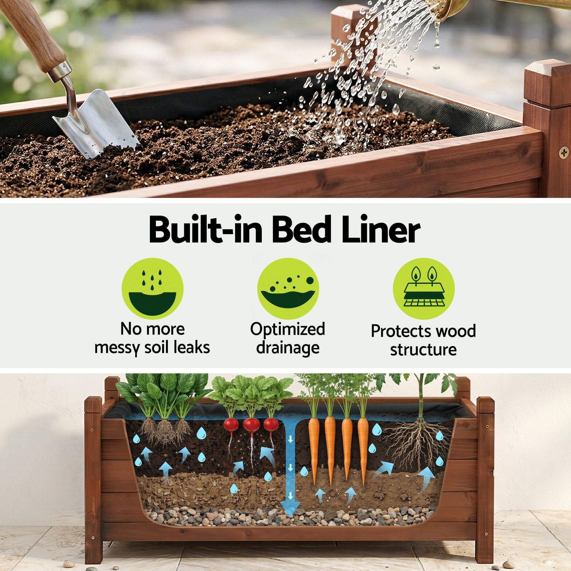 Garden Bed Wooden Planter Box Raised Container Growing 90x30x33cm Brown - Home & Garden > Garden Beds > Garden Beds & Planters - Rivercity House & Home Co. (ABN 18 642 972 209) - Affordable Modern Furniture Australia