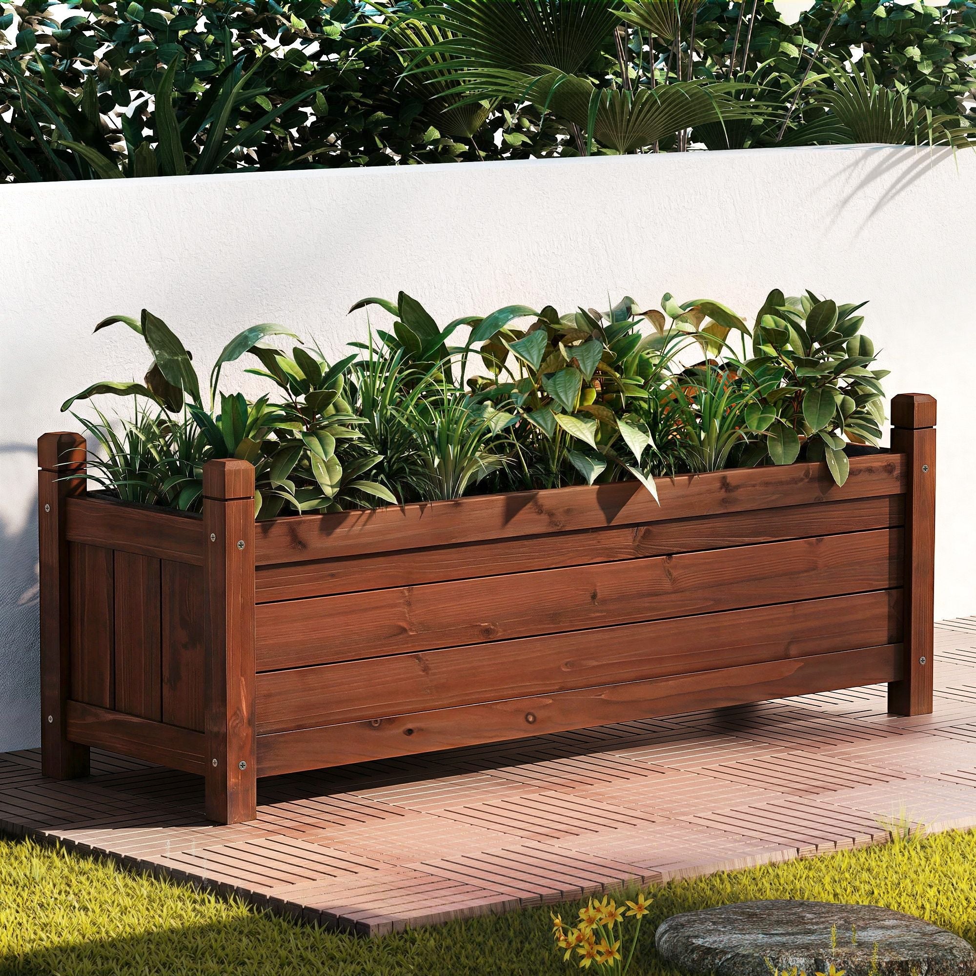 Garden Bed Wooden Planter Box Raised Container Growing 90x30x33cm Brown - Home & Garden > Garden Beds > Garden Beds & Planters - Rivercity House & Home Co. (ABN 18 642 972 209) - Affordable Modern Furniture Australia