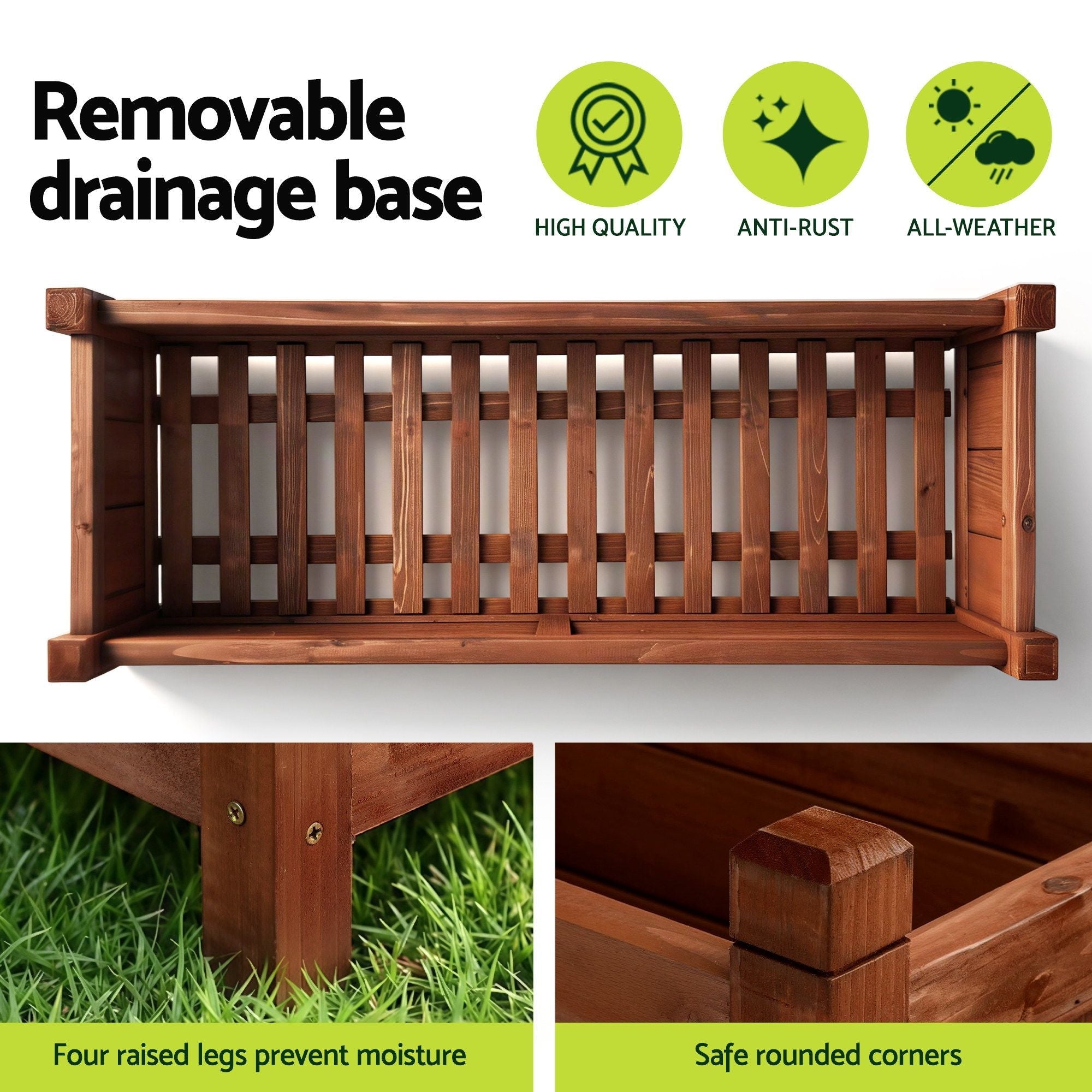 Garden Bed Wooden Planter Box Raised Container Growing 90x30x33cm Brown - Home & Garden > Garden Beds > Garden Beds & Planters - Rivercity House & Home Co. (ABN 18 642 972 209) - Affordable Modern Furniture Australia