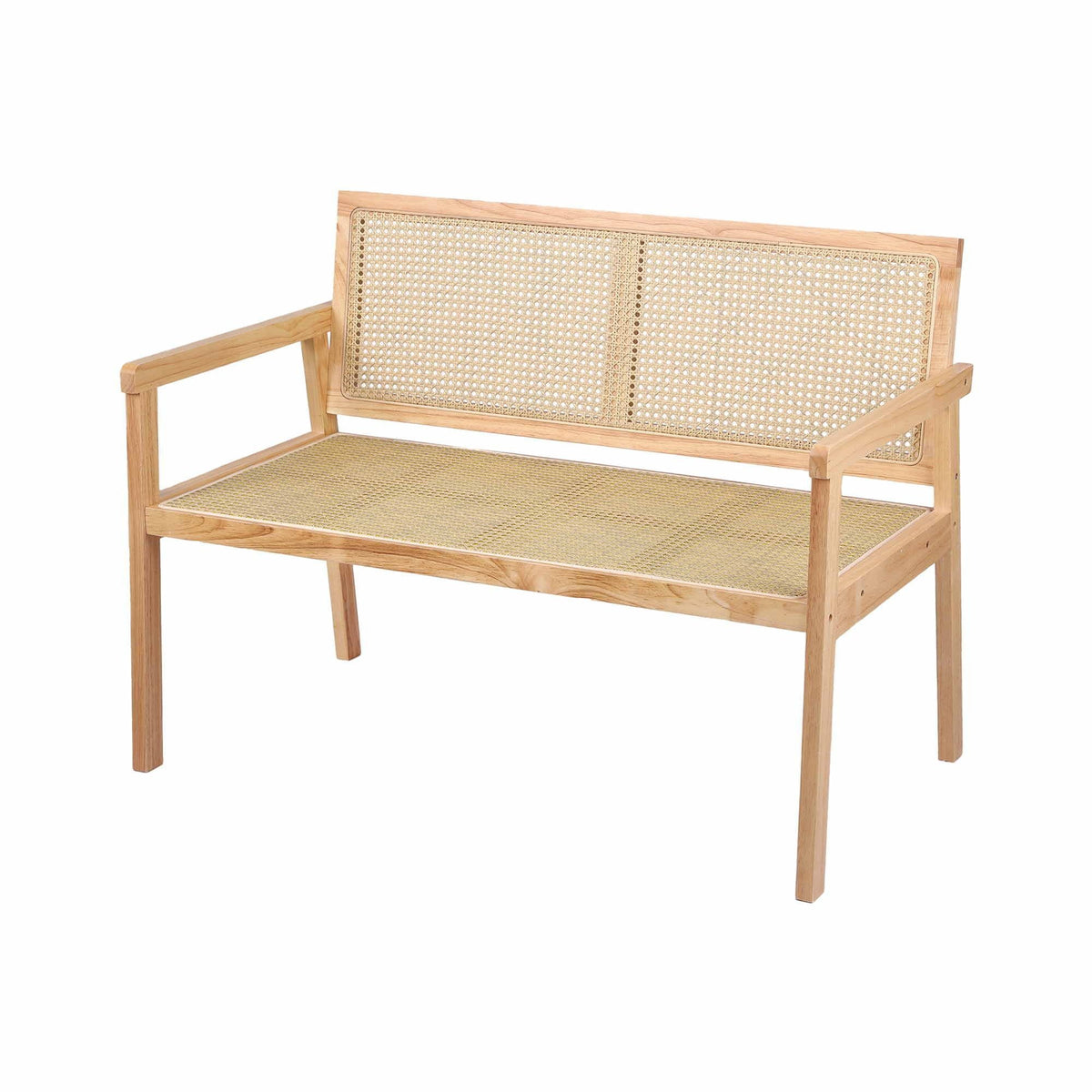 Garden Bench 107cm Wooden Frame with PVC Woven Seat and Backrest - Natural Wood - Furniture > Outdoor > Outdoor Chairs - Rivercity House & Home Co. (ABN 18 642 972 209) - Affordable Modern Furniture Australia