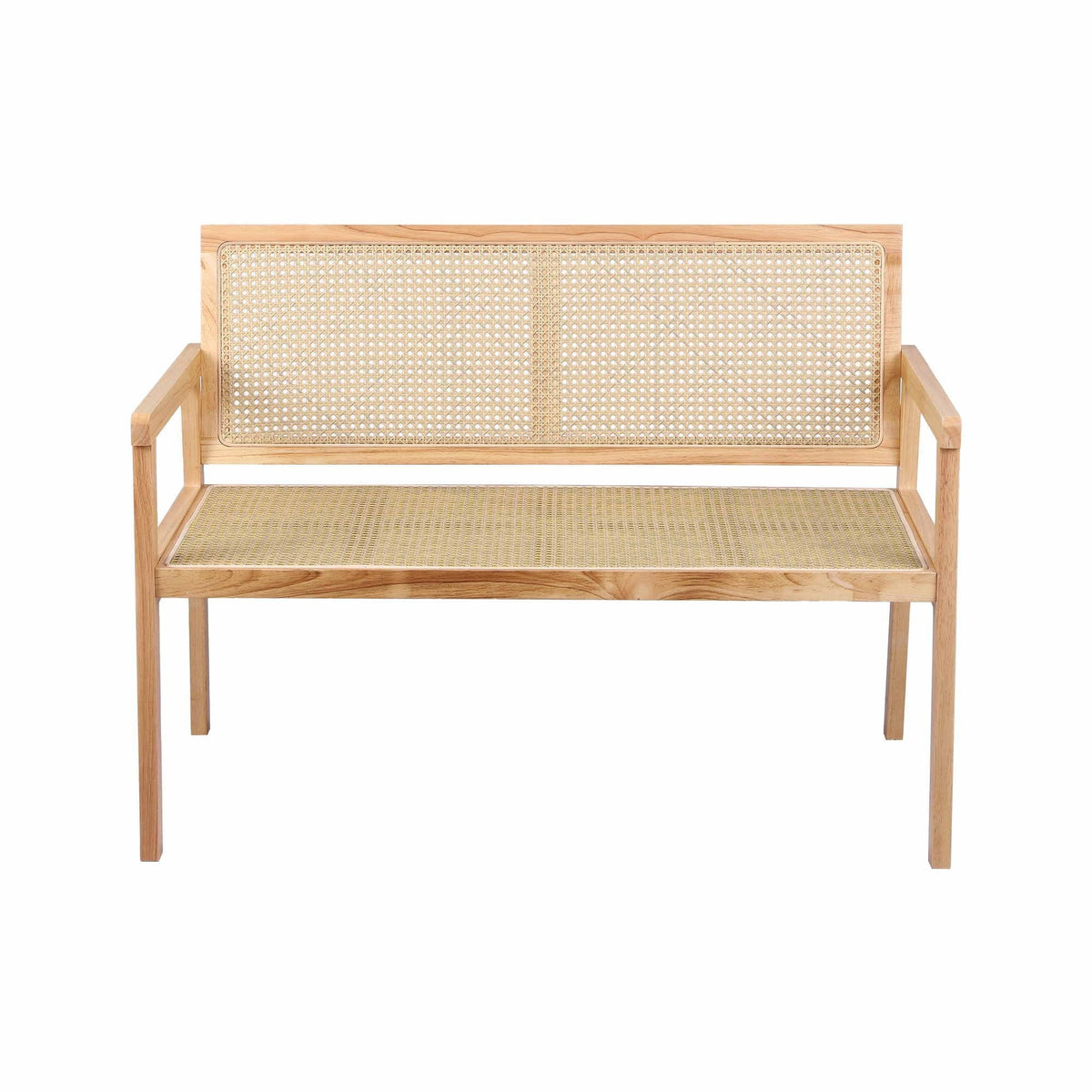 Garden Bench 107cm Wooden Frame with PVC Woven Seat and Backrest - Natural Wood - Furniture > Outdoor > Outdoor Chairs - Rivercity House & Home Co. (ABN 18 642 972 209) - Affordable Modern Furniture Australia