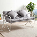2 Seater Metal Garden Bench with Cushion 118cm - Grey