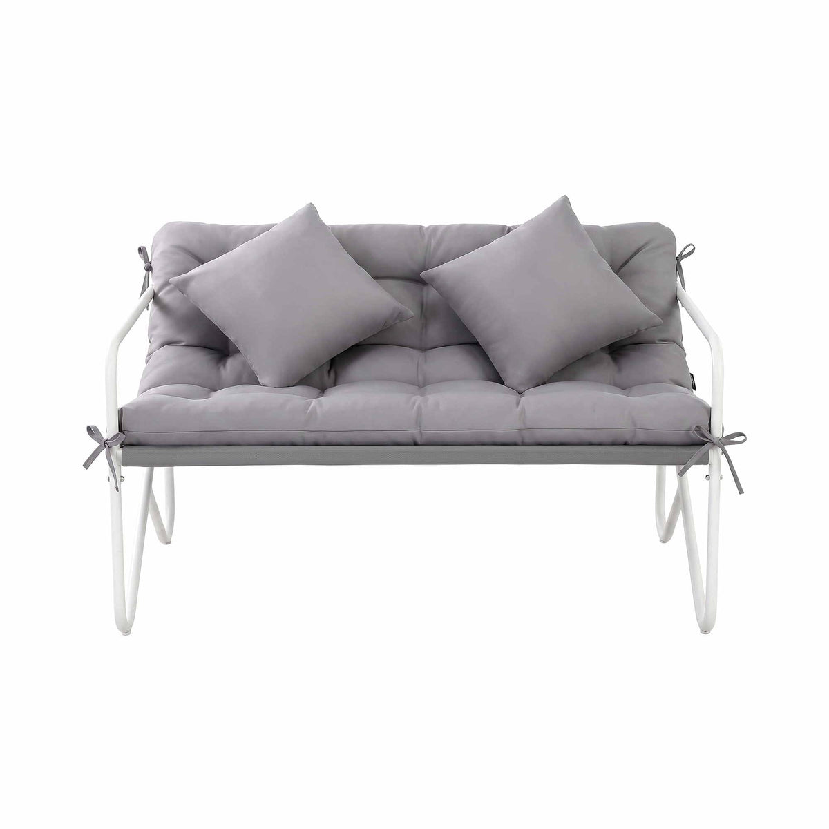 Garden Bench 2 Seater Metal Outdoor with Cushion 118cm - Grey - Furniture > Outdoor > Outdoor Chairs - Rivercity House & Home Co. (ABN 18 642 972 209) - Affordable Modern Furniture Australia