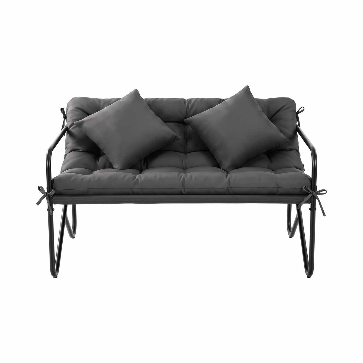 Garden Bench 2 Seater Outdoor Metal with Cushion 118cm - Black - Furniture > Outdoor > Outdoor Chairs - Rivercity House & Home Co. (ABN 18 642 972 209) - Affordable Modern Furniture Australia