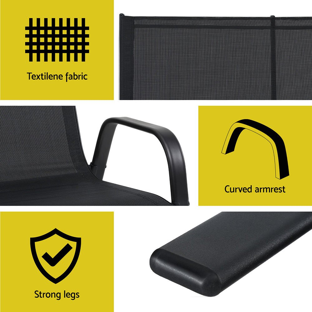 Garden Bench Seat Steel Outdoor Patio Park Lounge Backyard Chair Black - Furniture > Outdoor > Outdoor Chairs - Rivercity House & Home Co. (ABN 18 642 972 209) - Affordable Modern Furniture Australia