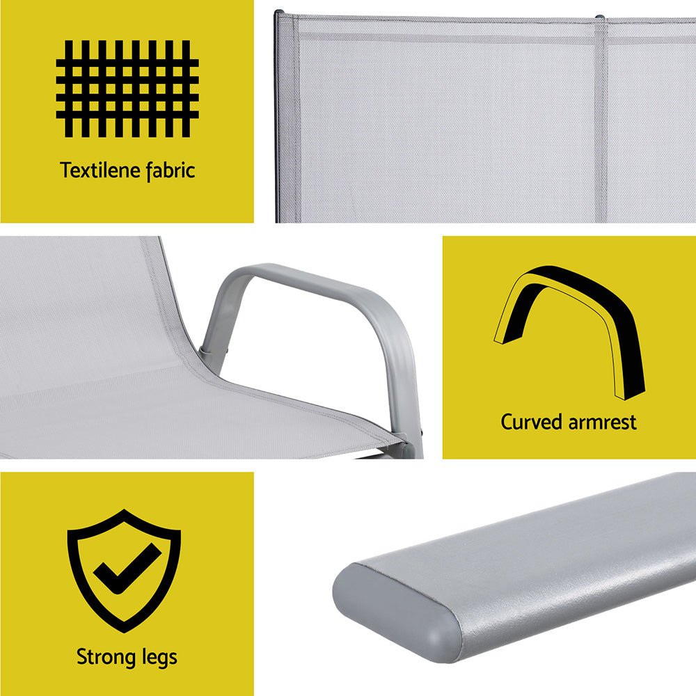 Garden Bench Seat Steel Outdoor Patio Park Lounge Backyard Chair Grey - Furniture > Outdoor > Outdoor Chairs - Rivercity House & Home Co. (ABN 18 642 972 209) - Affordable Modern Furniture Australia