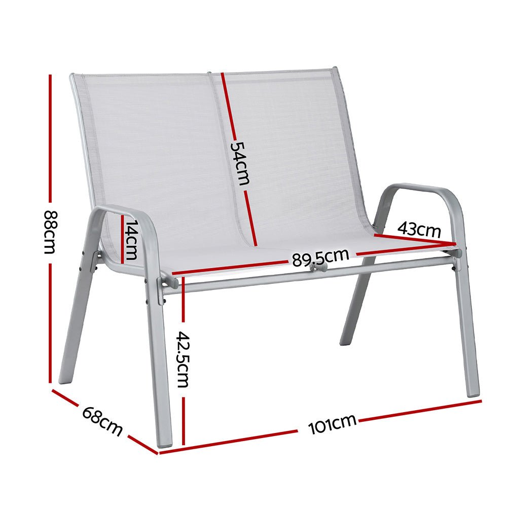 Garden Bench Seat Steel Outdoor Patio Park Lounge Backyard Chair Grey - Furniture > Outdoor > Outdoor Chairs - Rivercity House & Home Co. (ABN 18 642 972 209) - Affordable Modern Furniture Australia