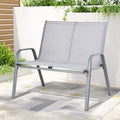 2-Seat Steel Outdoor Garden Bench with Textilene Fabric - Grey