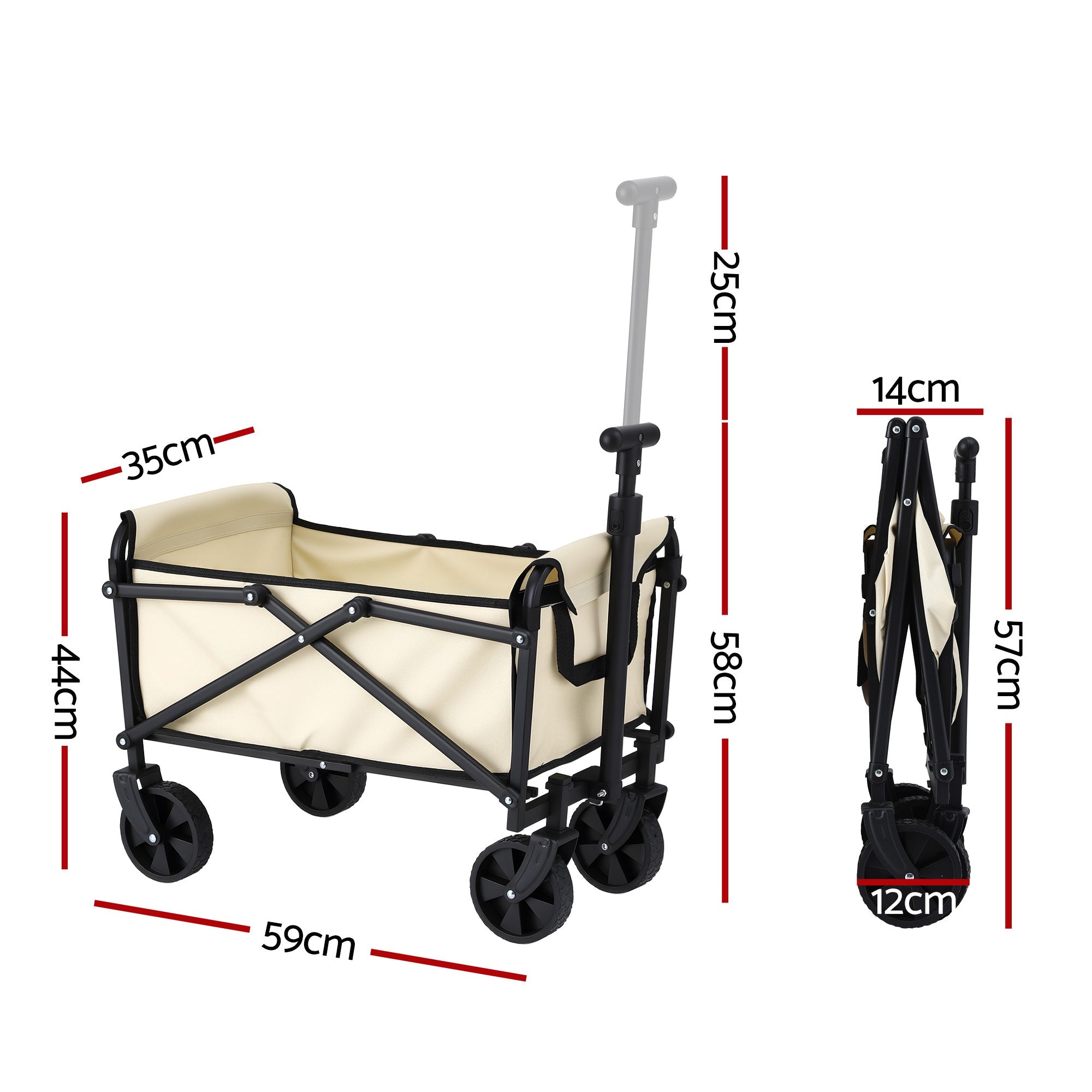 Garden Cart Folding Trolley Camping Wagon Barrow Outdoor Beach Beige - Home & Garden > Garden Tools > Spreaders & Wheelbarrows - Rivercity House & Home Co. (ABN 18 642 972 209) - Affordable Modern Furniture Australia