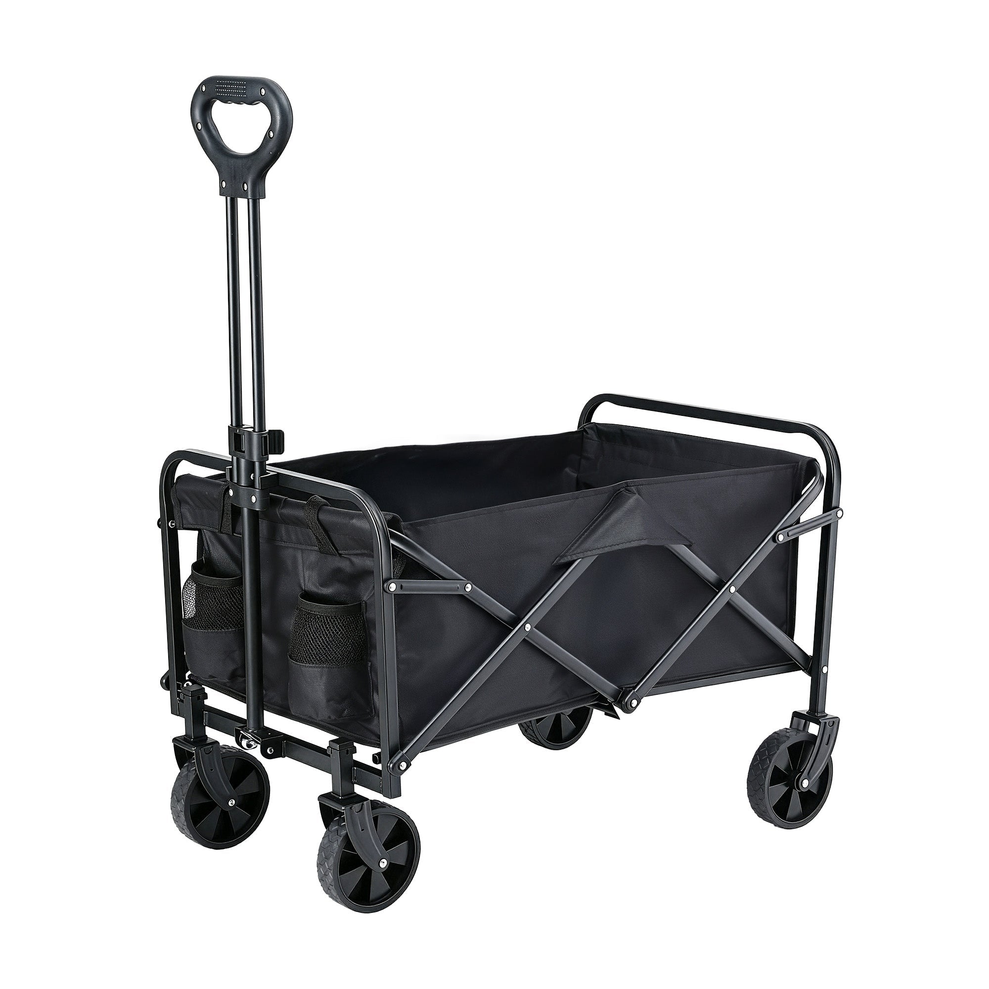 Garden Cart Folding Trolley Camping Wagon Barrow Outdoor Beach Black - Home & Garden > Garden Tools > Spreaders & Wheelbarrows - Rivercity House & Home Co. (ABN 18 642 972 209) - Affordable Modern Furniture Australia