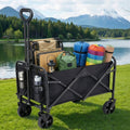 Folding Garden Cart Trolley Camping Wagon Barrow - Black