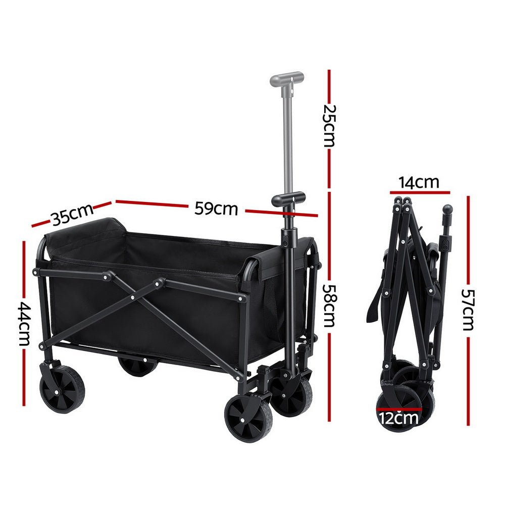 Garden Cart Folding Trolley Camping Wagon Barrow Outdoor Beach Black - Home & Garden > Garden Tools > Spreaders & Wheelbarrows - Rivercity House & Home Co. (ABN 18 642 972 209) - Affordable Modern Furniture Australia