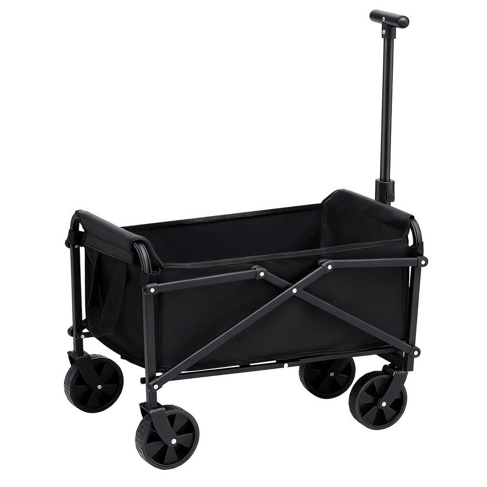 Garden Cart Folding Trolley Camping Wagon Barrow Outdoor Beach Black - Home & Garden > Garden Tools > Spreaders & Wheelbarrows - Rivercity House & Home Co. (ABN 18 642 972 209) - Affordable Modern Furniture Australia
