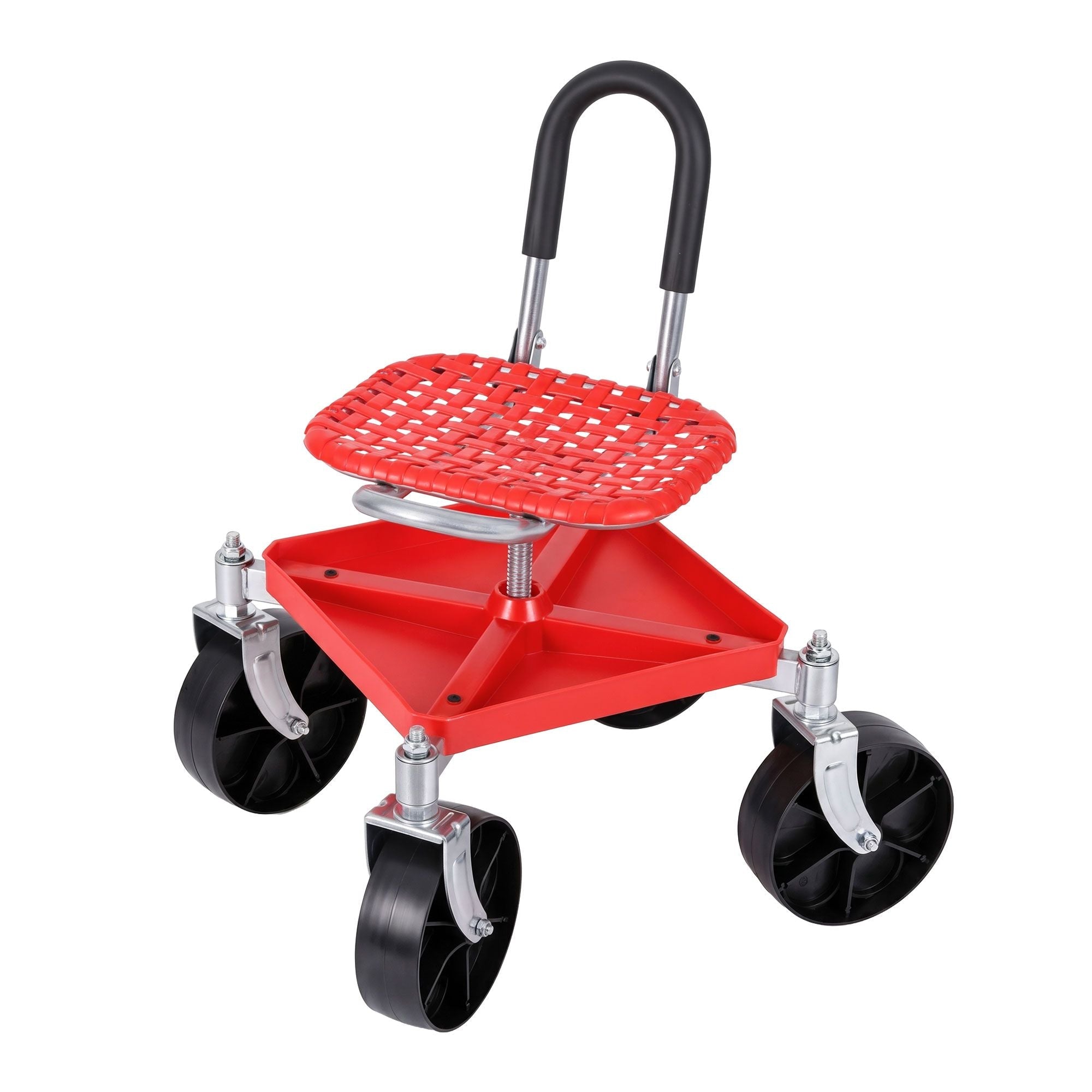 Garden Cart Seat Rolling Stool 360 Swivel Height Adjustable with Storage - Red - Home & Garden > Garden Tools > Gardening Accessories - Rivercity House & Home Co. (ABN 18 642 972 209) - Affordable Modern Furniture Australia