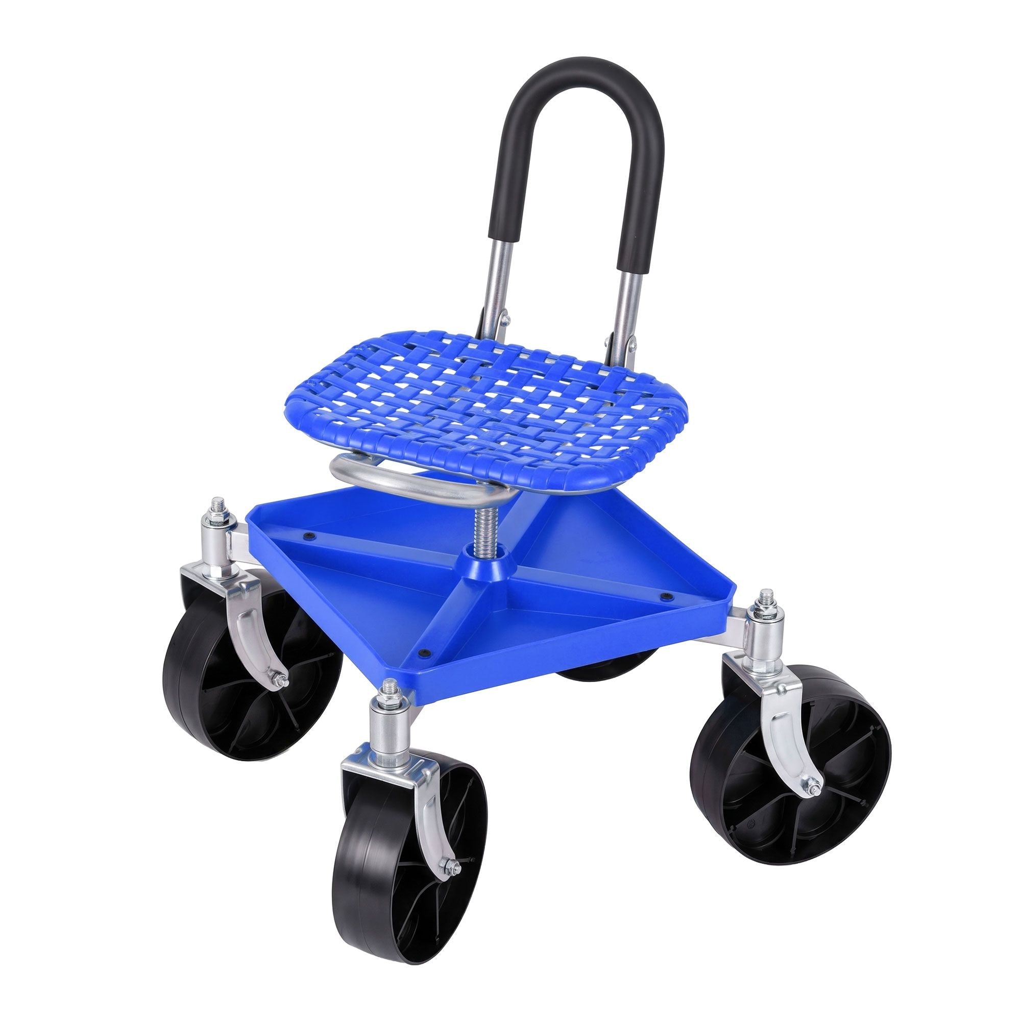 Garden Cart Seat Rolling Stool with 360° Swivel, Height Adjustable, Storage and Castor Wheels - Blue - Home & Garden > Garden Tools > Gardening Accessories - Rivercity House & Home Co. (ABN 18 642 972 209) - Affordable Modern Furniture Australia