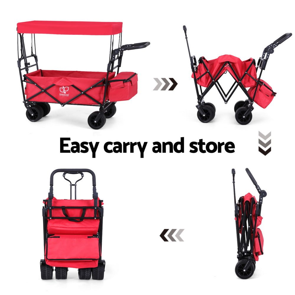 Garden Cart with Removable Canopy Red - Home & Garden > Home & Garden Others - Rivercity House & Home Co. (ABN 18 642 972 209) - Affordable Modern Furniture Australia