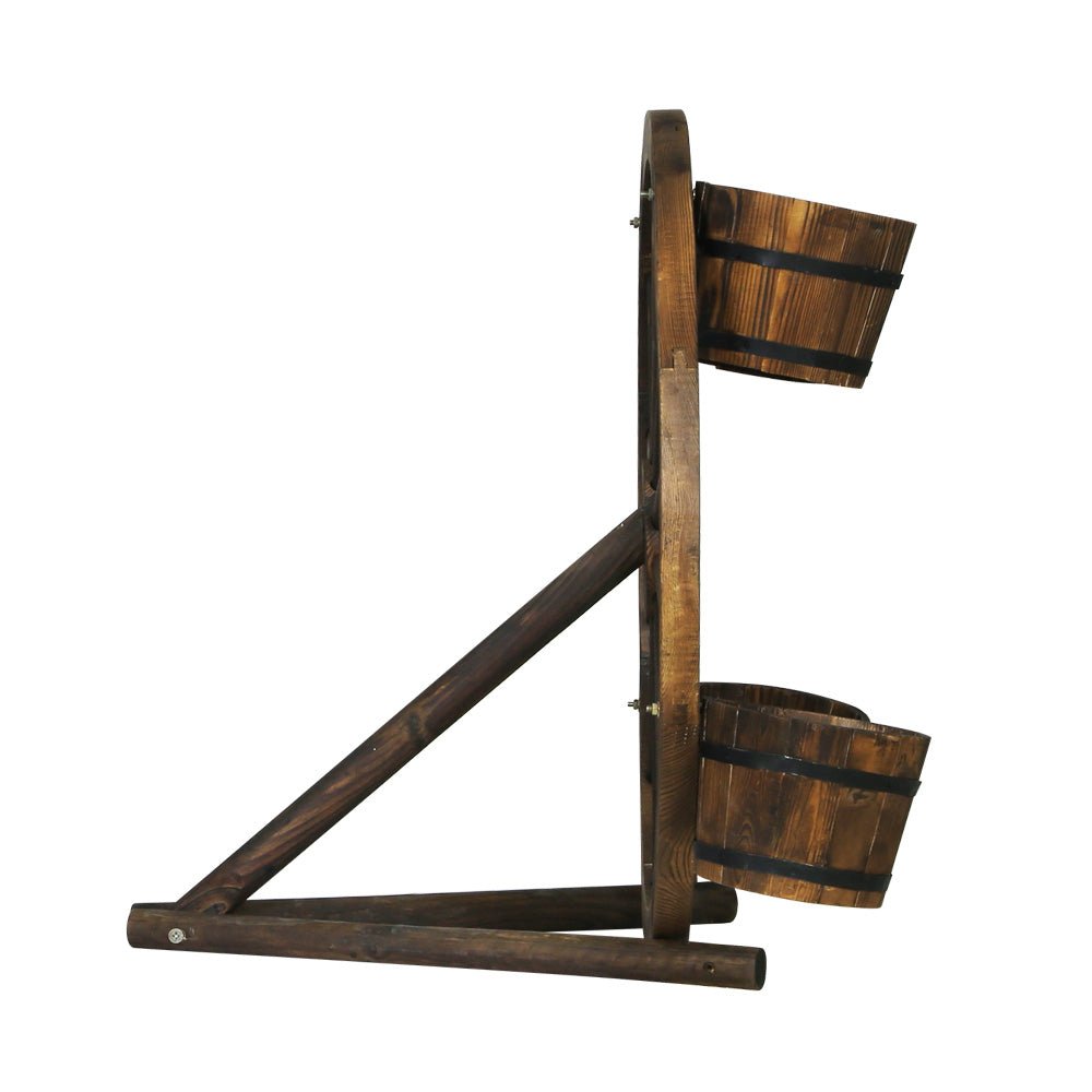 Garden Decor Plant Stand Outdoor Ornament Wooden Wagon Wheel 80cm - Home & Garden > Decor > Garden Ornaments - Rivercity House & Home Co. (ABN 18 642 972 209) - Affordable Modern Furniture Australia