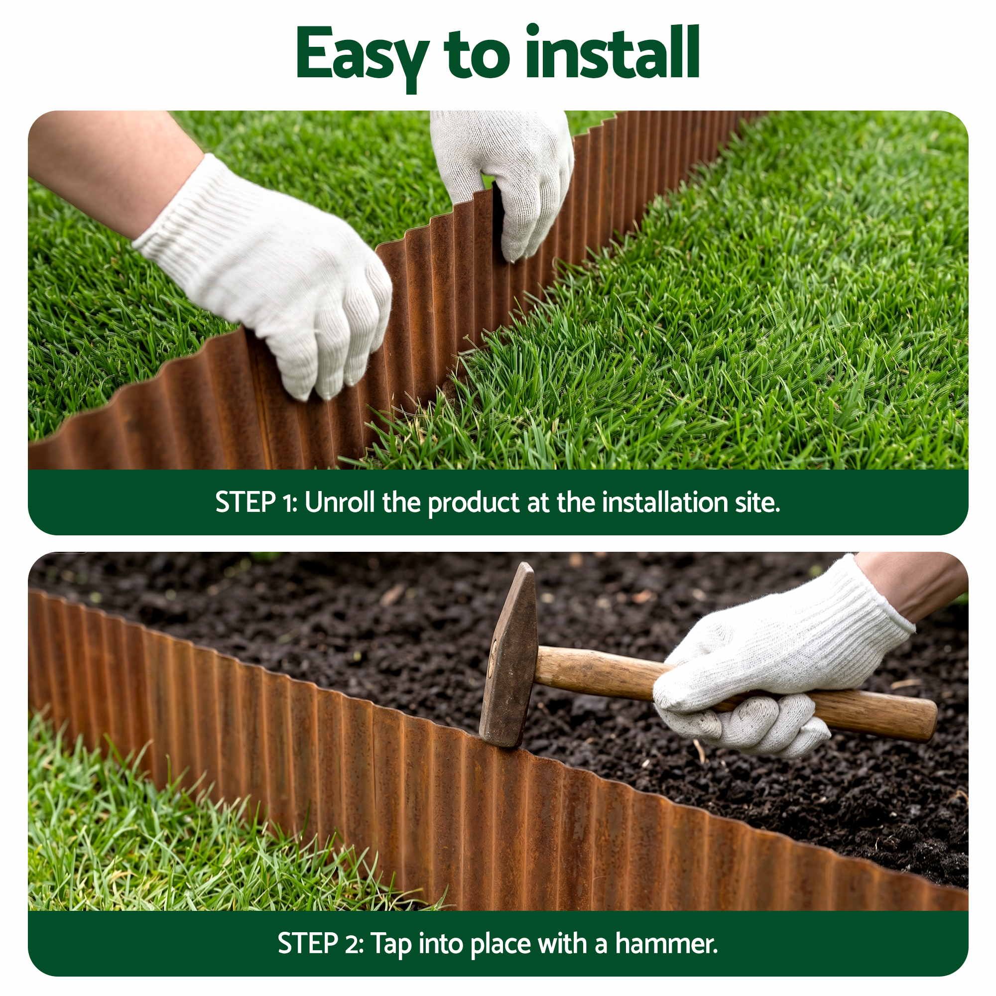 Garden Edging 10ft Metal Flexible Garden Border Corrugated Steel Lawn Edging Rust - Home & Garden > Garden Tools > Gardening Accessories - Rivercity House & Home Co. (ABN 18 642 972 209) - Affordable Modern Furniture Australia