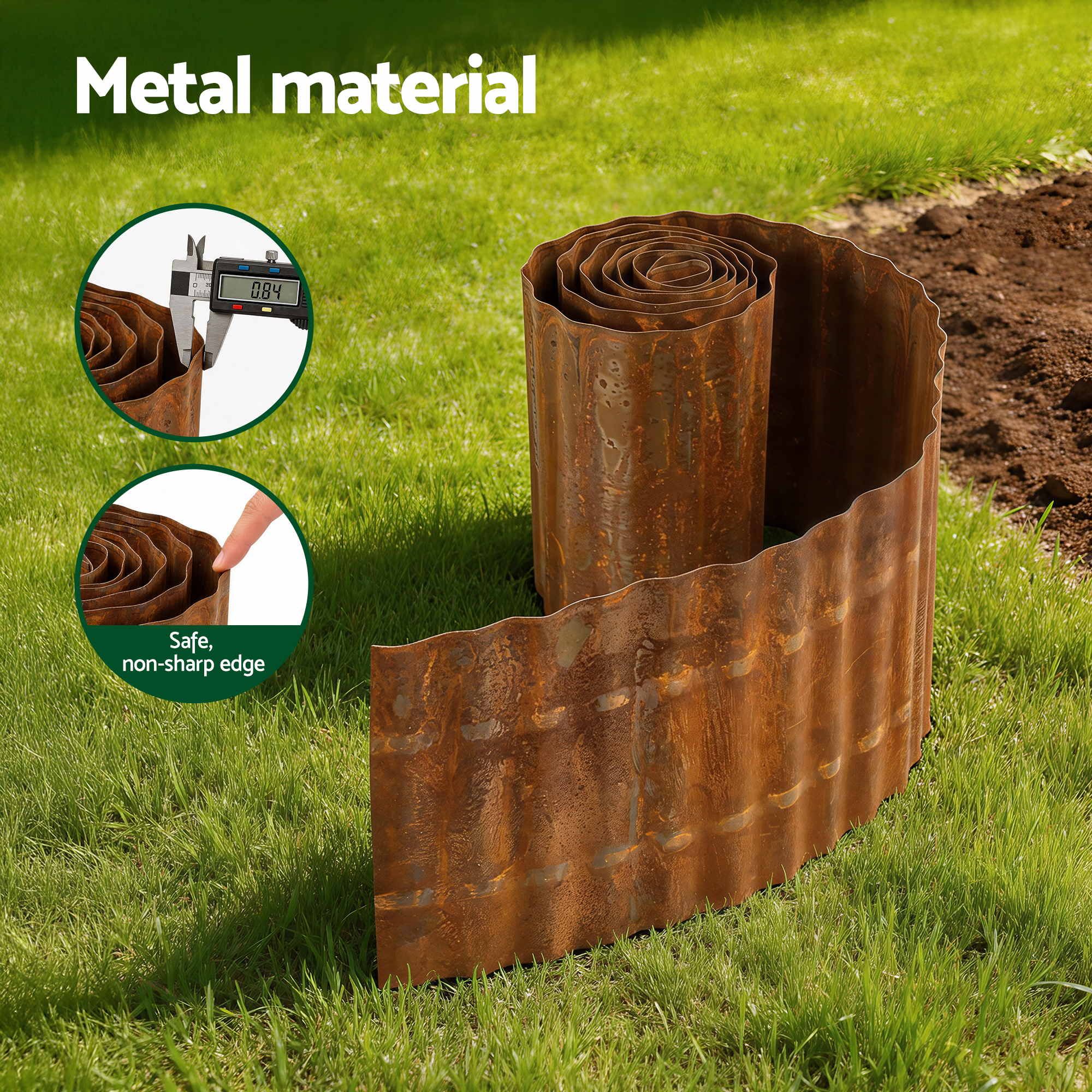 Garden Edging 10ft Metal Flexible Garden Border Corrugated Steel Lawn Edging Rust - Home & Garden > Garden Tools > Gardening Accessories - Rivercity House & Home Co. (ABN 18 642 972 209) - Affordable Modern Furniture Australia