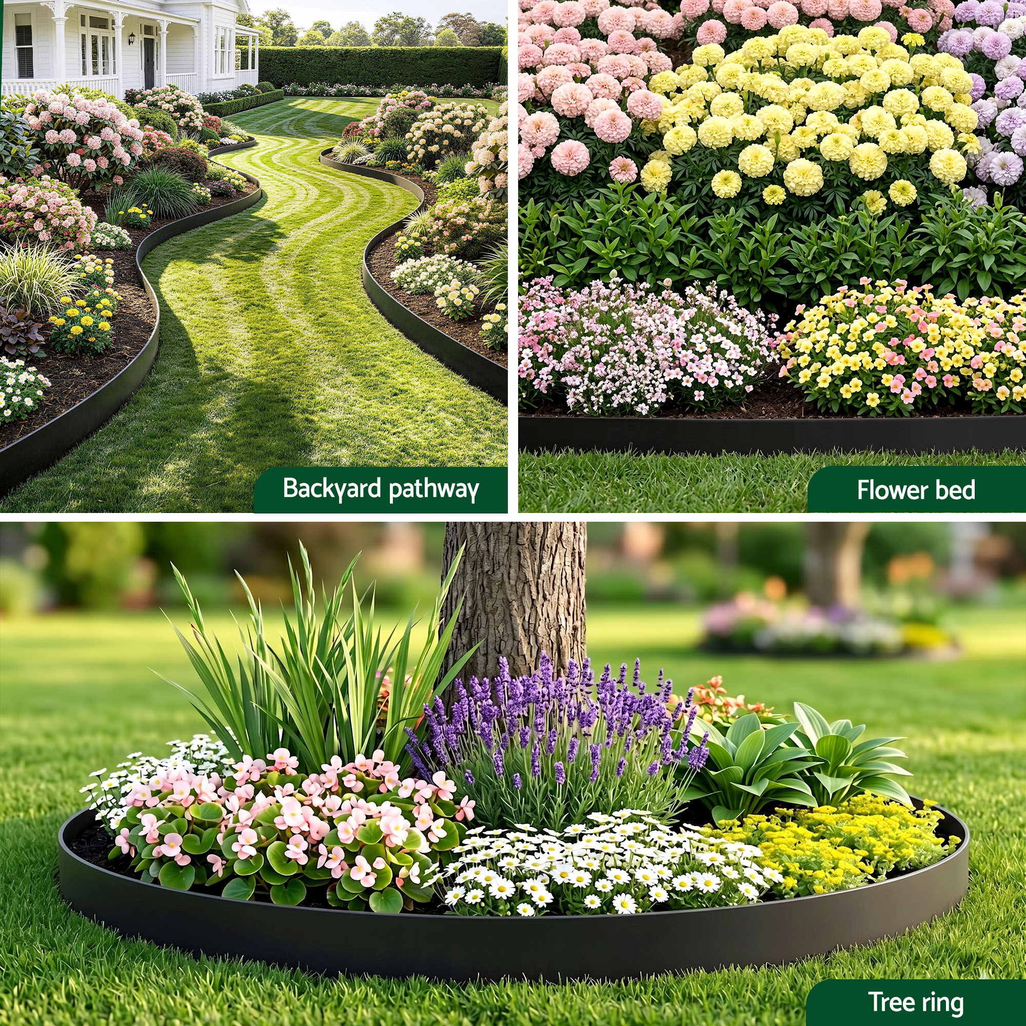 Garden Edging 33ft 30pcs Flexible Garden Border Plastic Lawn Edging Black - Home & Garden > Garden Tools > Gardening Accessories - Rivercity House & Home Co. (ABN 18 642 972 209) - Affordable Modern Furniture Australia